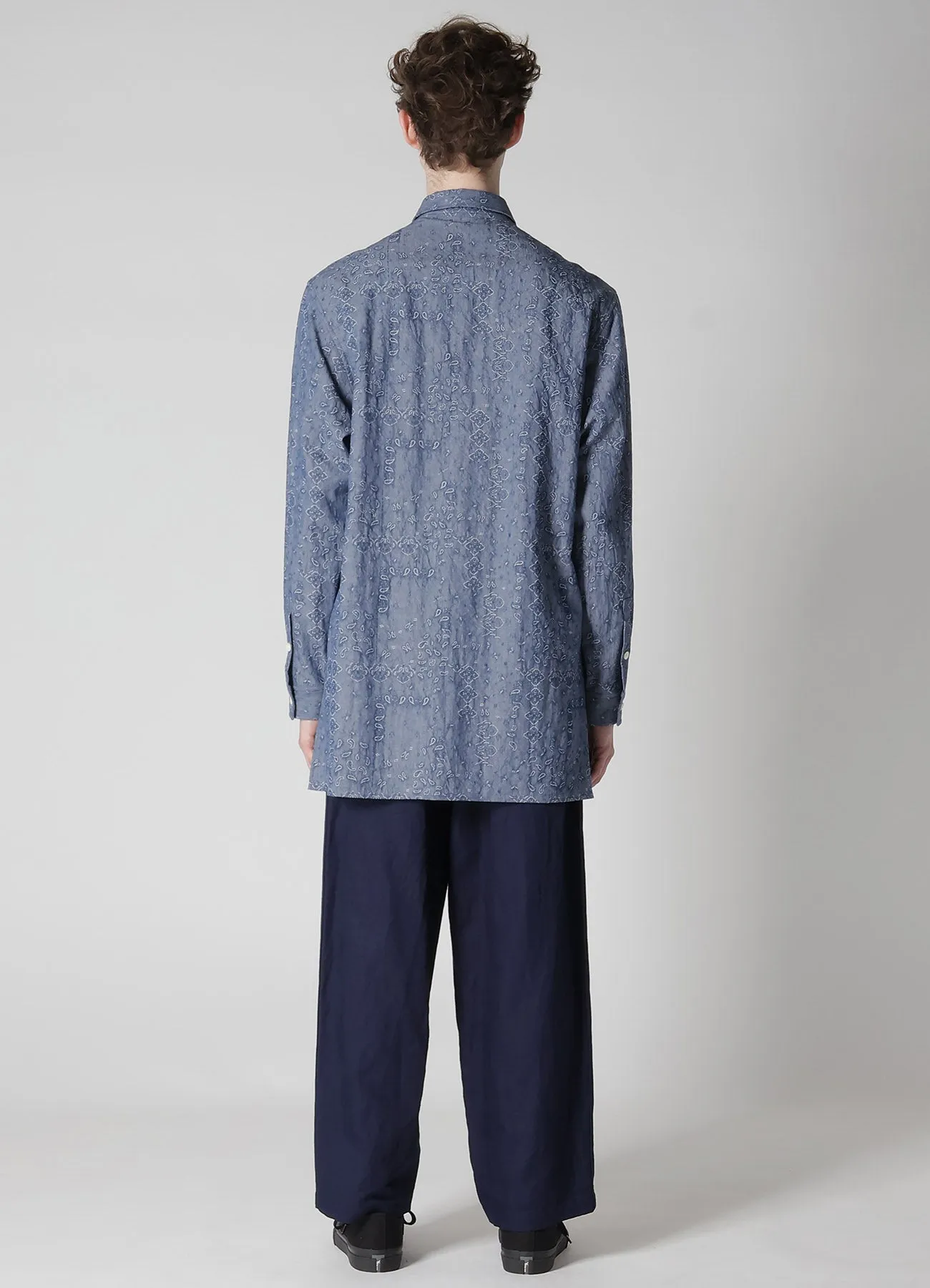 DUNGAREE JACQUARD PATTERN SHIRT WITH TUCK COLLAR