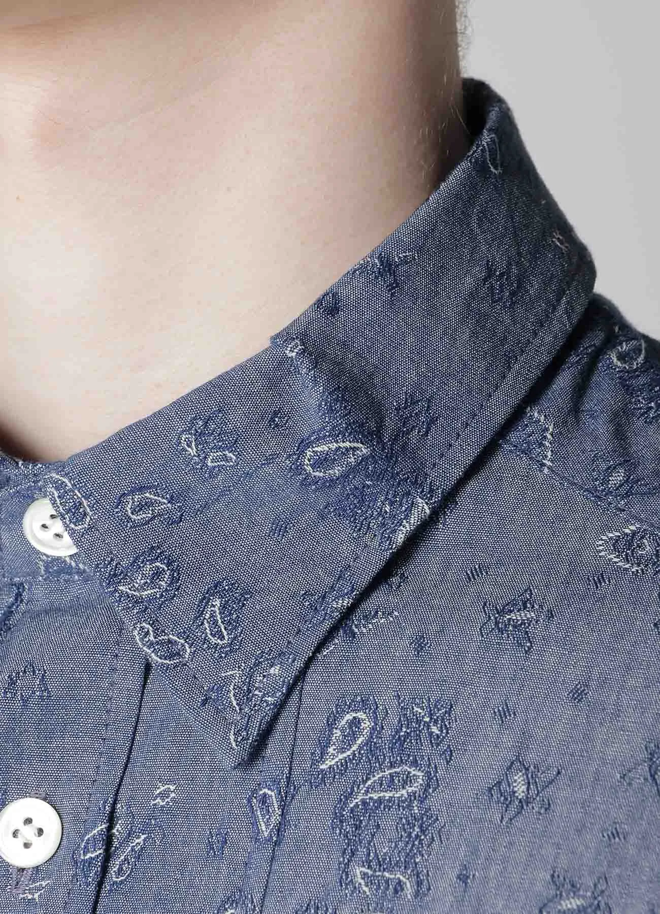 DUNGAREE JACQUARD PATTERN SHIRT WITH TUCK COLLAR