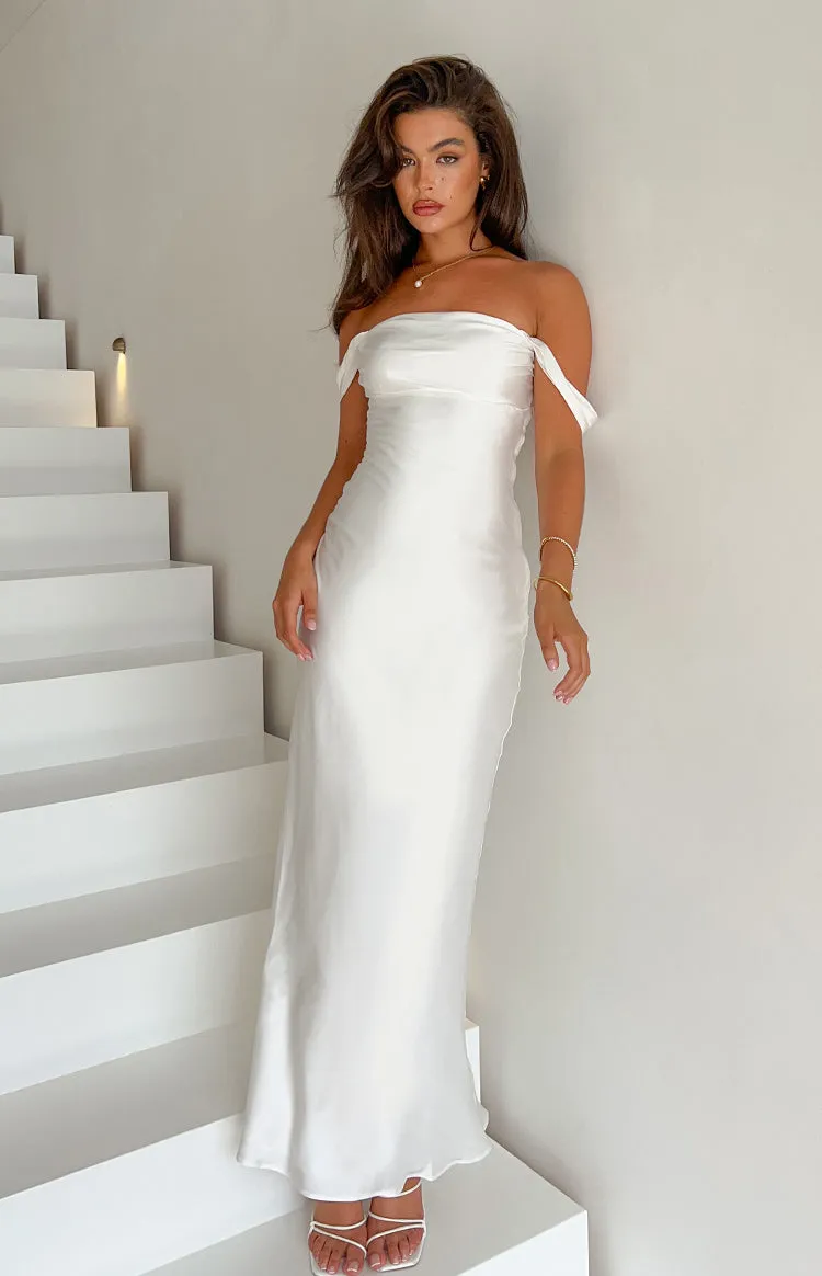 Ella White Off Shoulder Formal Dress