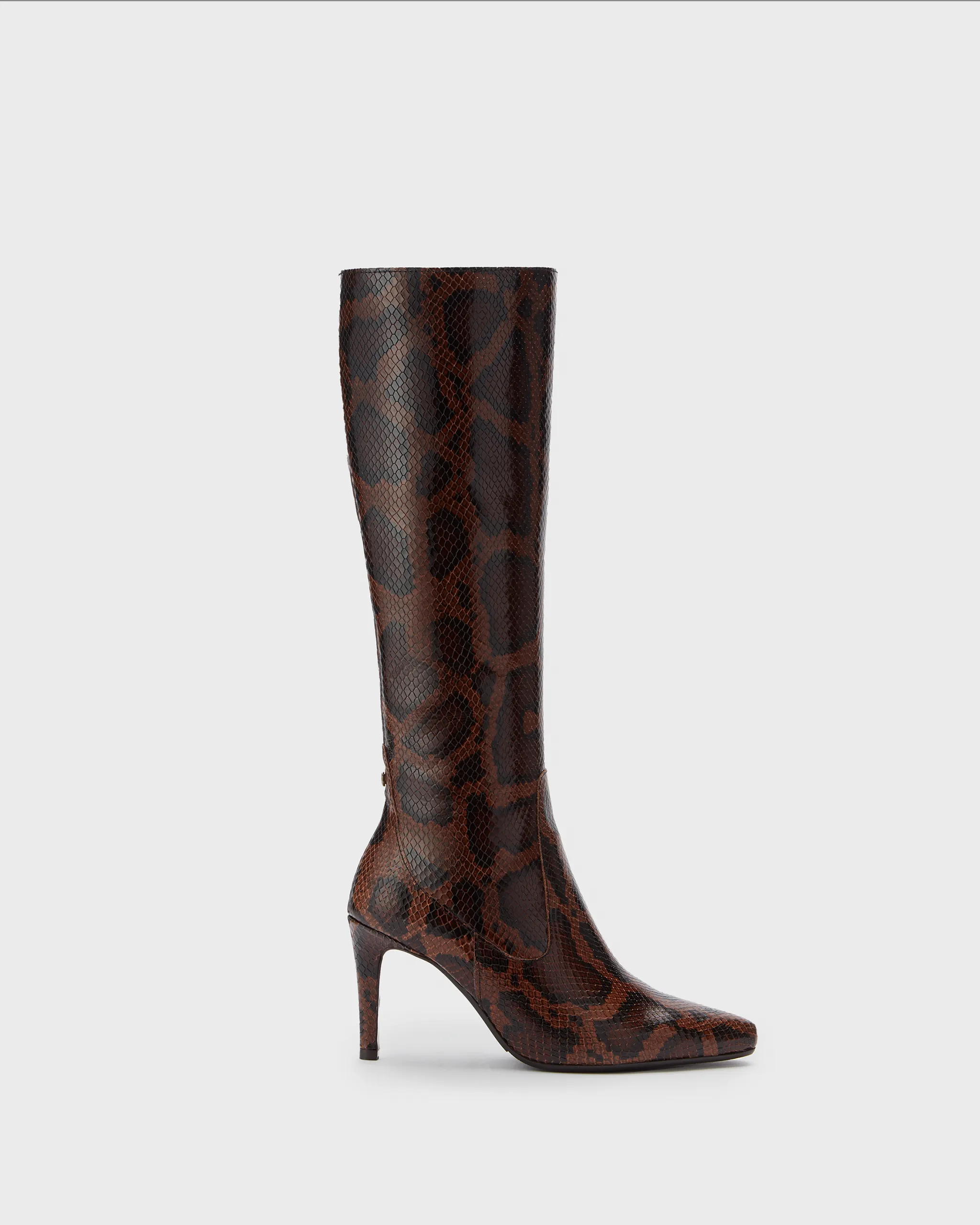 Freya Knee High Boots in Brown Snake