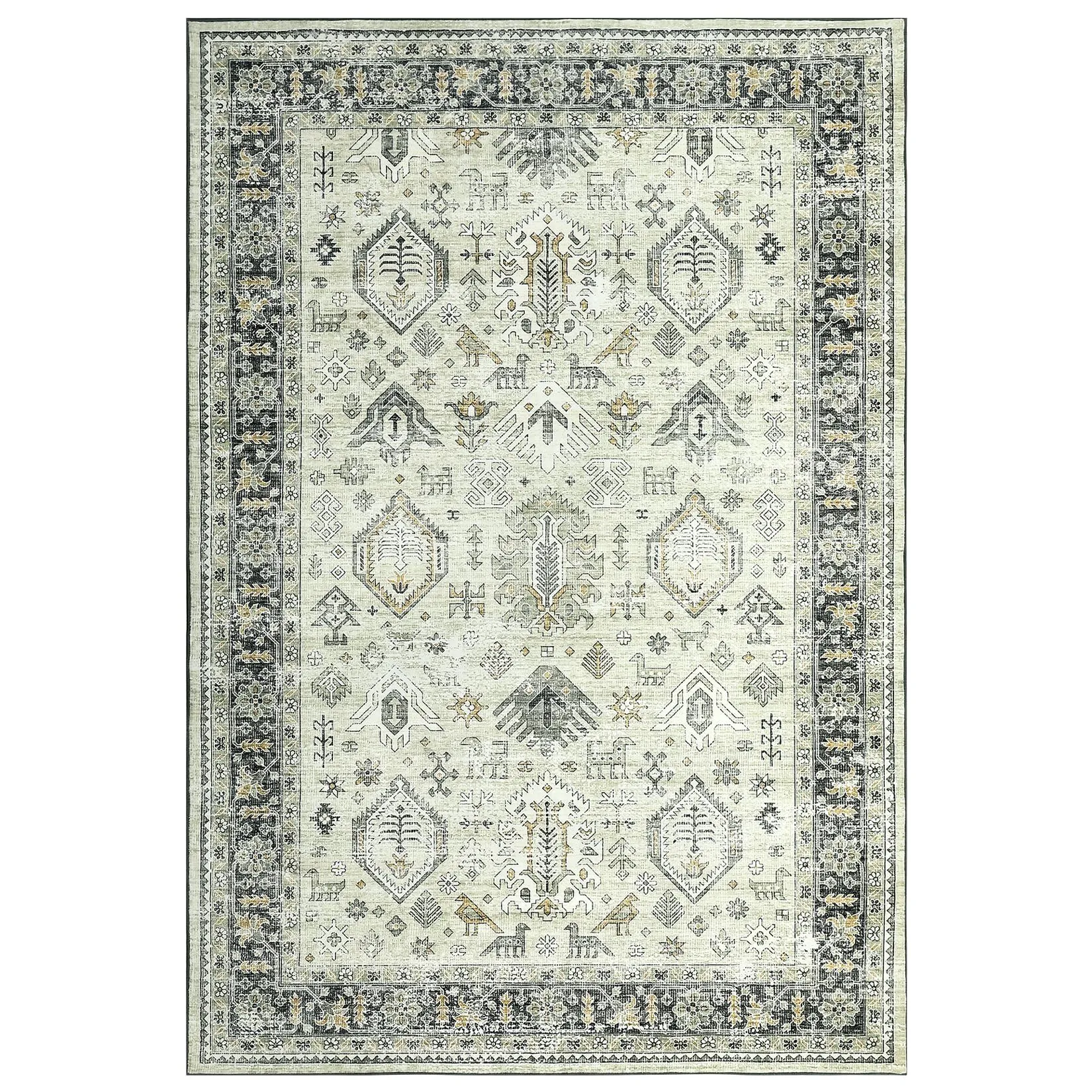 GARVEE 8x10 Area Rugs for Bedroom Living Room Washable Area Rug Non Slip Oriental Rug Boho Floor Mats Throw Rugs for Dining Room Stain Resistant No Shedding Classroom Office Rug 8'x10' Sage/Grey