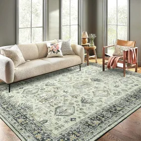 GARVEE 8x10 Area Rugs for Bedroom Living Room Washable Area Rug Non Slip Oriental Rug Boho Floor Mats Throw Rugs for Dining Room Stain Resistant No Shedding Classroom Office Rug 8'x10' Sage/Grey