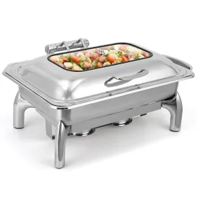 GARVEE 9 Quart Roll Top Chafing Dish Buffet Set, Full Pan Chafer, Rectangle Hydraulic Pressure Stainless Steel Set, for Wedding, Parties, Banquet, Catering Event, 1 Pack