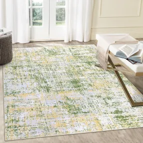 GARVEE Area Rug 9x12 Abstract Contemporary Area Rugs Non Slip Washable Rug Ultra Soft Rug Colorful Overdyed Mat Low Pile Thin Rug Stain Resistant Distressed Rugs for Living Room Bedroom, Green Multi