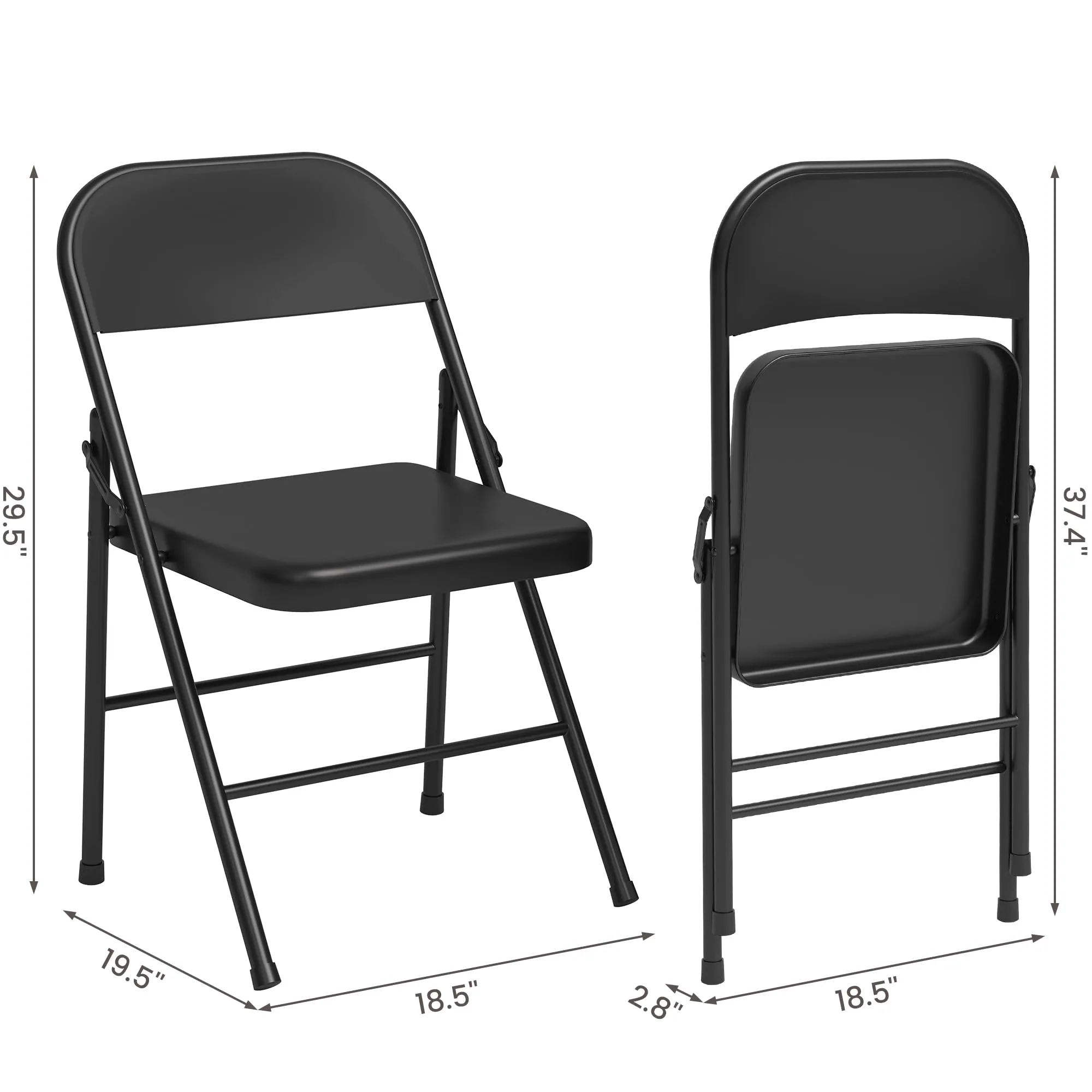 GARVEE Folding Chairs 2 Pack, Foldable Chairs with Metal Frame Hold Up to 350 Pounds, Portable Black Folding Chairs Suitable for Dining Room, Living Room, Office, Indoor and Outdoor Events