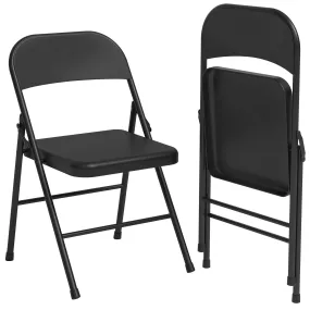 GARVEE Folding Chairs 2 Pack, Foldable Chairs with Metal Frame Hold Up to 350 Pounds, Portable Black Folding Chairs Suitable for Dining Room, Living Room, Office, Indoor and Outdoor Events