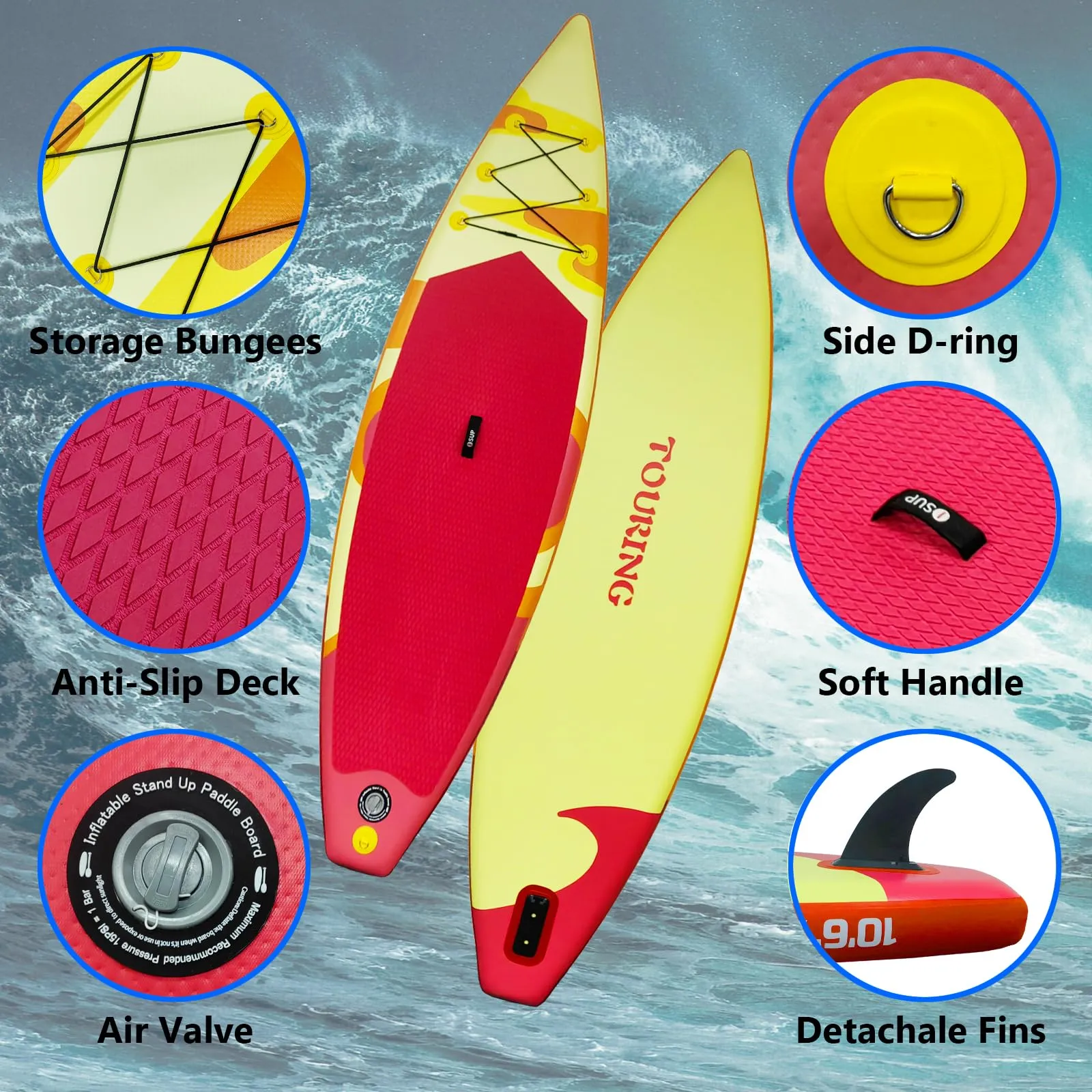 GARVEE Inflatable Stand Up Paddle Board,Premium SUP Paddle Board with Non-Slip Deck Design,Multifunctional Paddle Boards,Accessories,for Adults and Youth to Surfing