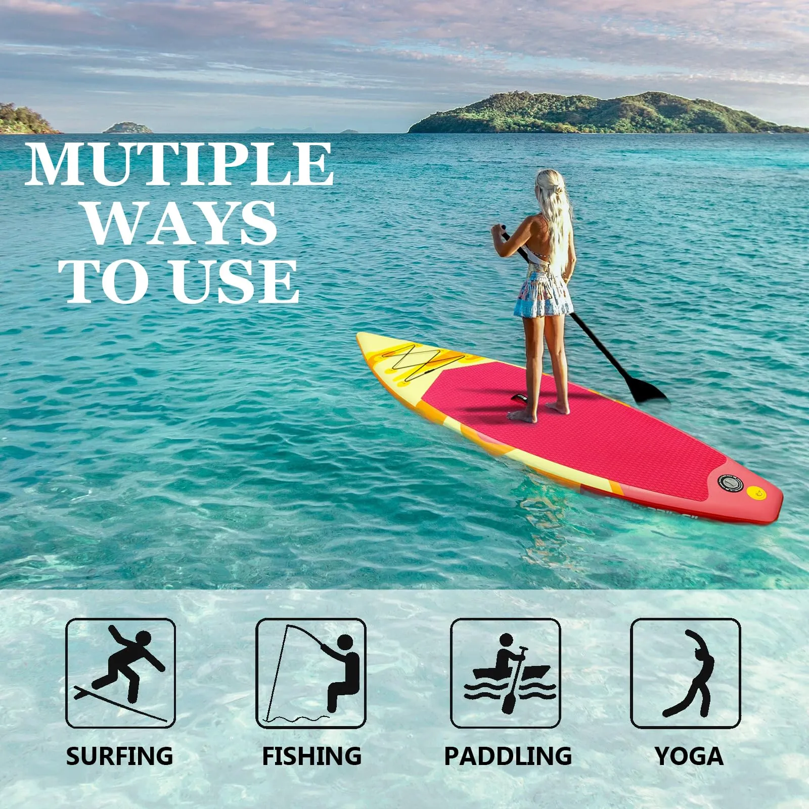 GARVEE Inflatable Stand Up Paddle Board,Premium SUP Paddle Board with Non-Slip Deck Design,Multifunctional Paddle Boards,Accessories,for Adults and Youth to Surfing