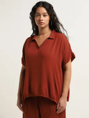 Gia Brown V-Neck Blouse