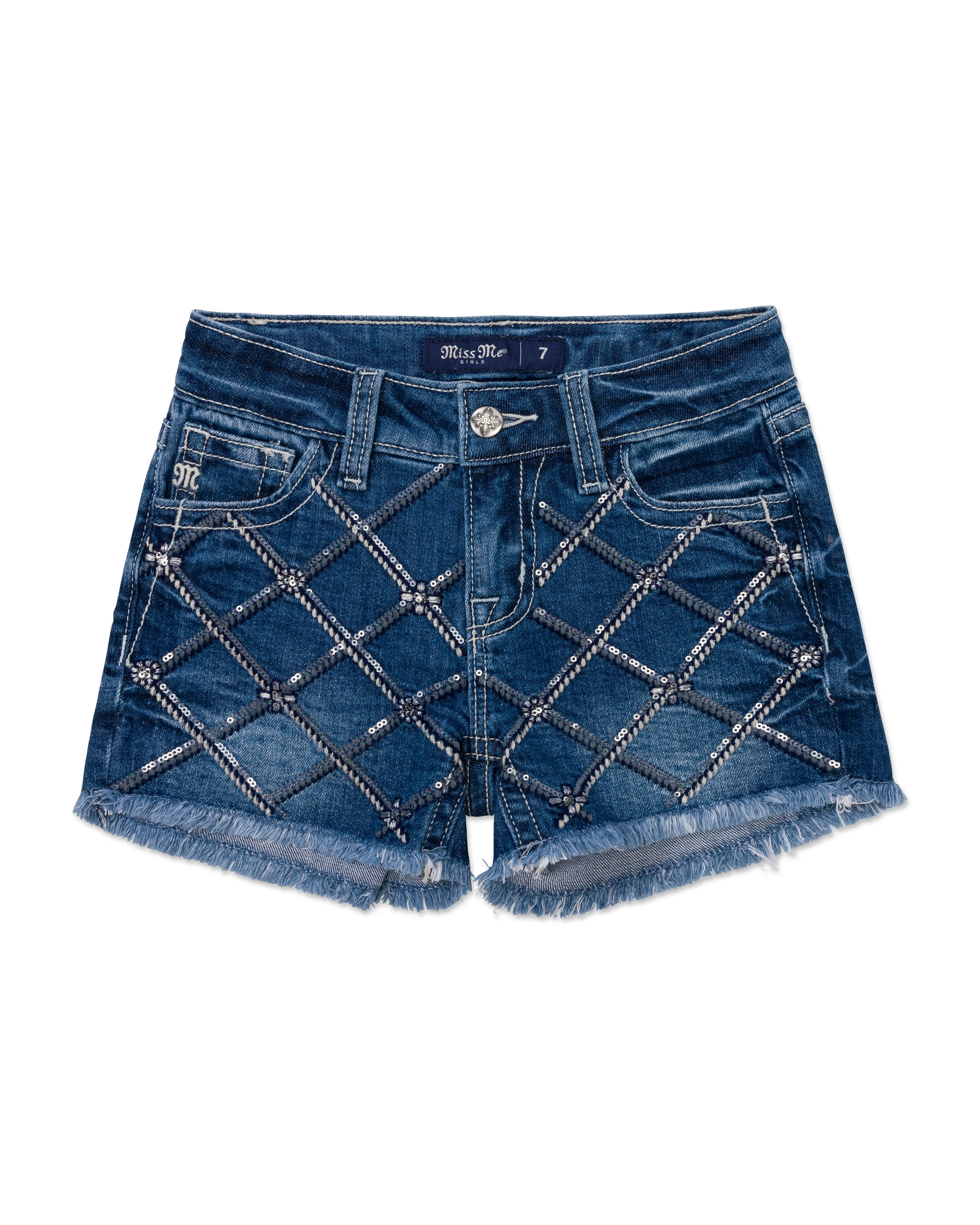 Girls Criss Cross Sequin Shorts