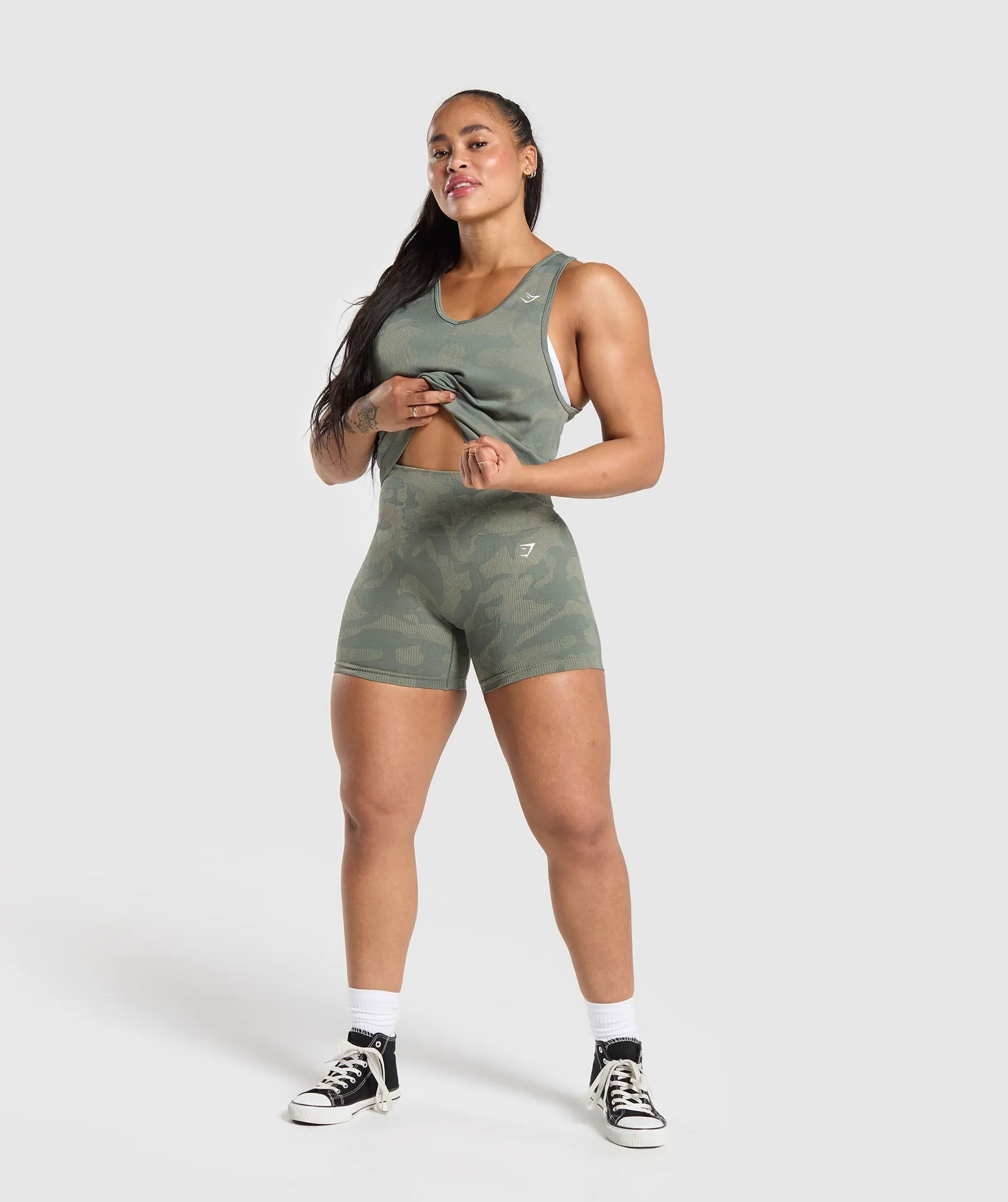 Gymshark Adapt Camo Seamless Tank - Unit Green/Chalk Green