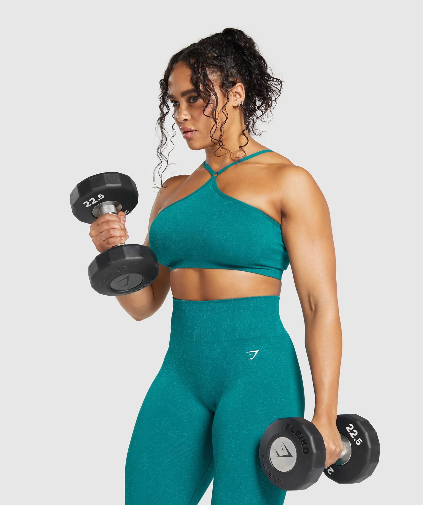 Gymshark Adapt Fleck Seamless Halterneck Bralette - Ocean Teal/Artificial Teal