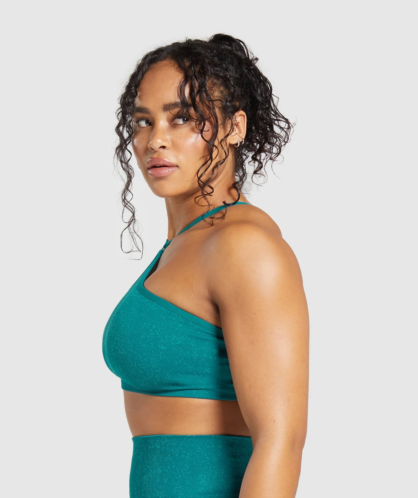 Gymshark Adapt Fleck Seamless Halterneck Bralette - Ocean Teal/Artificial Teal