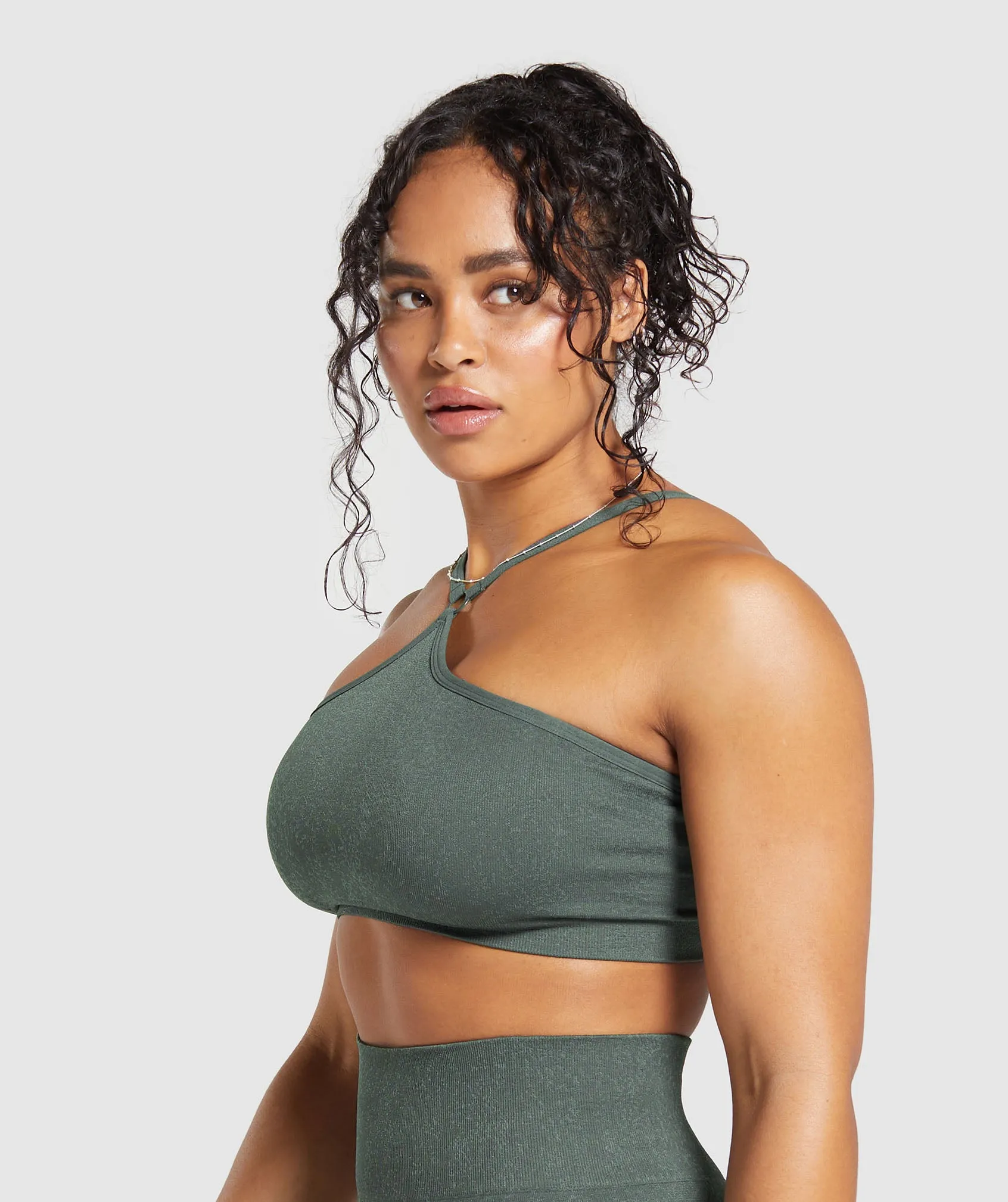 Gymshark Adapt Fleck Seamless Halterneck Bralette- Slate Teal/Cargo Teal