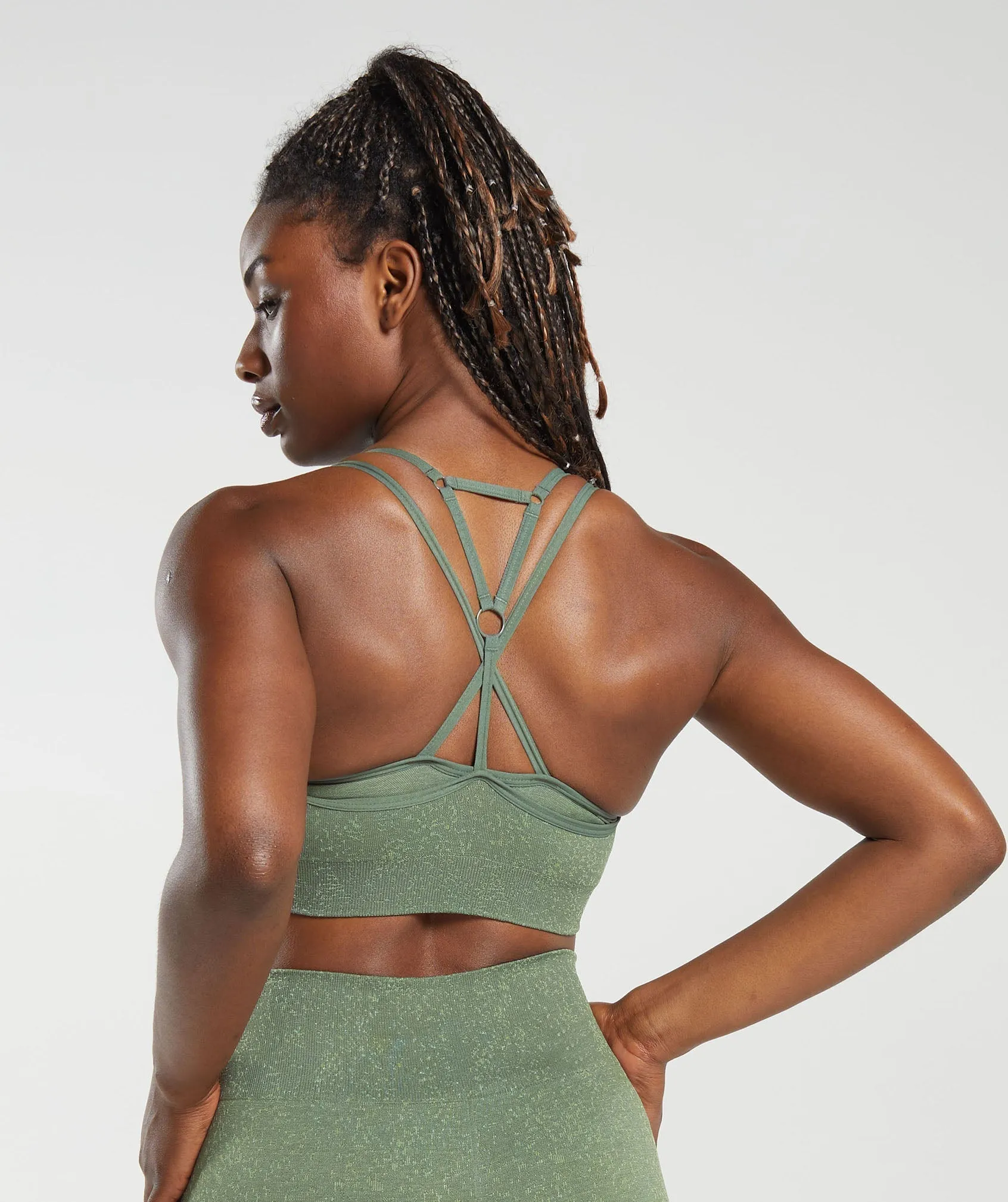 Gymshark Adapt Fleck Seamless Sports Bra - Dusk Green/Light Sage Green