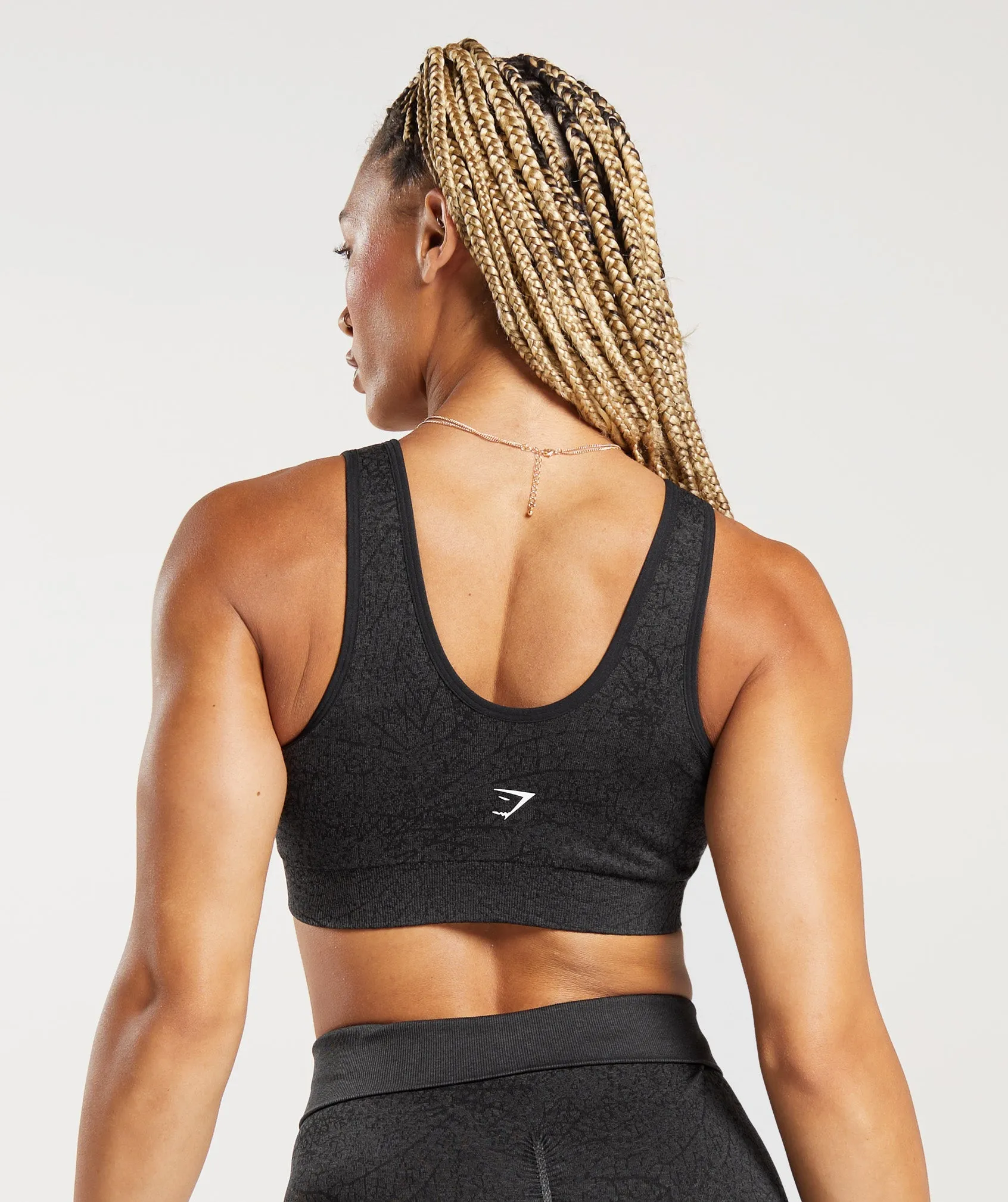 Gymshark Adapt Pattern Seamless Longline Bra - Black/Graphite Grey