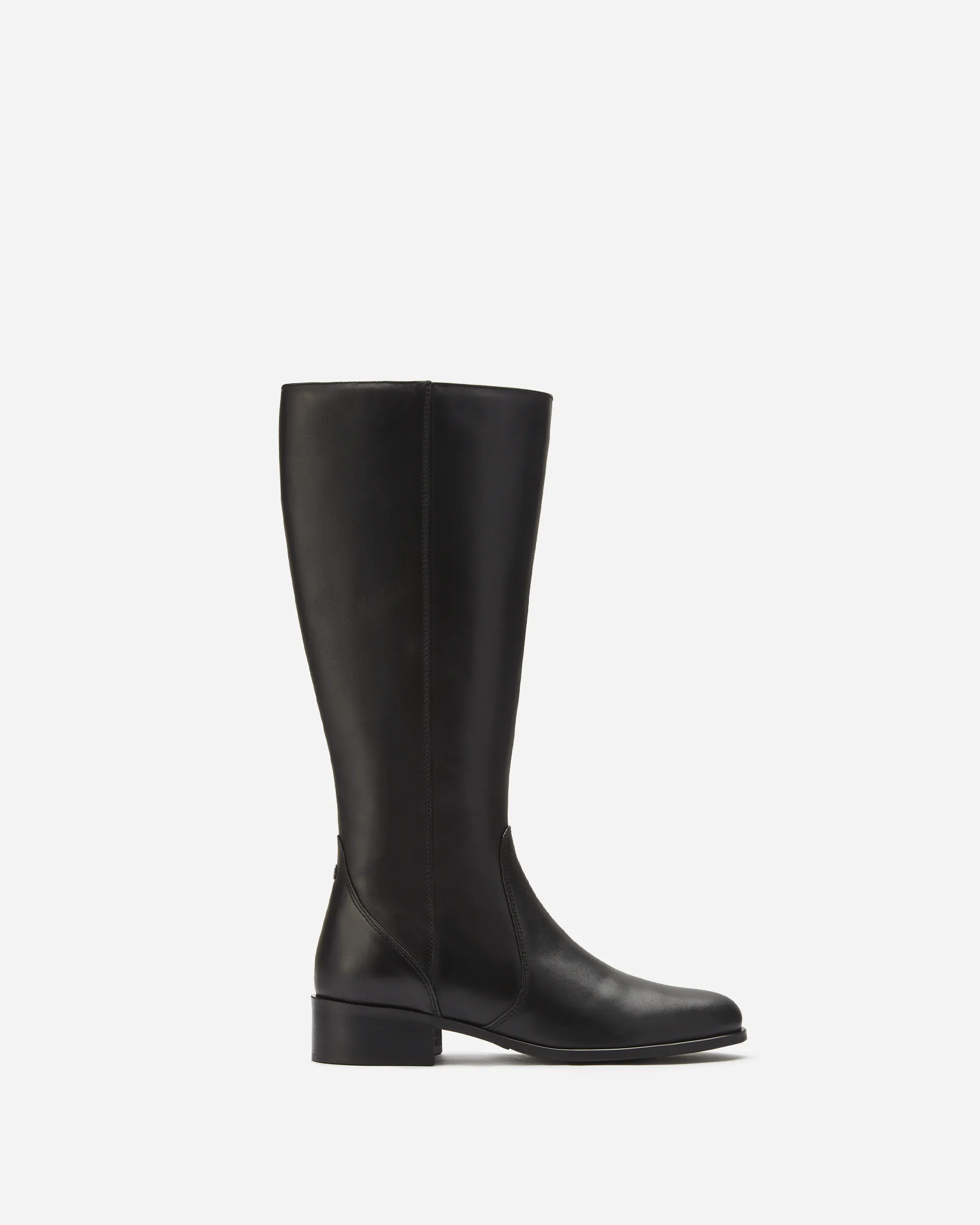 Haltham Petite Knee High Boots in Black Leather