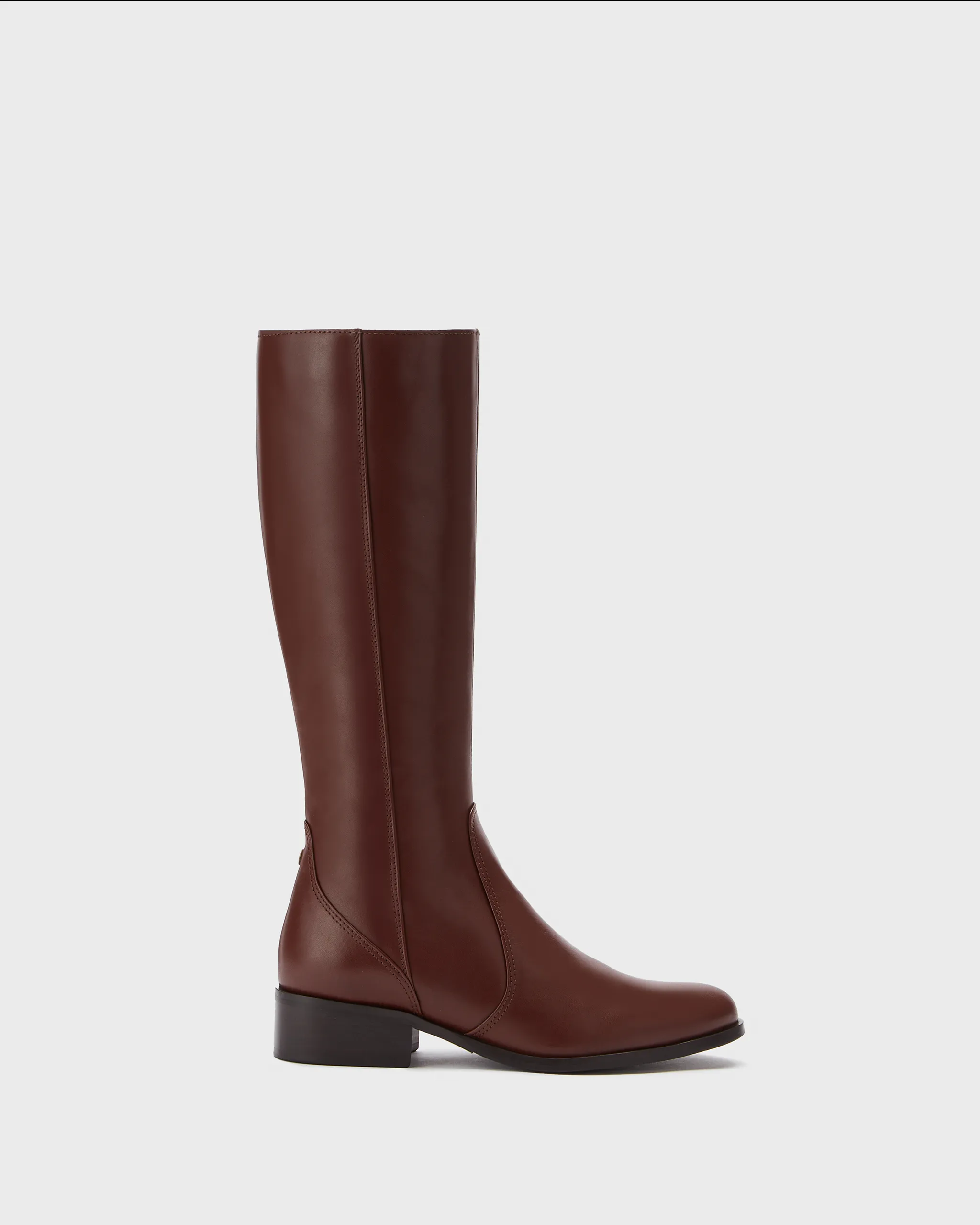 Haltham Petite Knee High Boots in Brown Leather