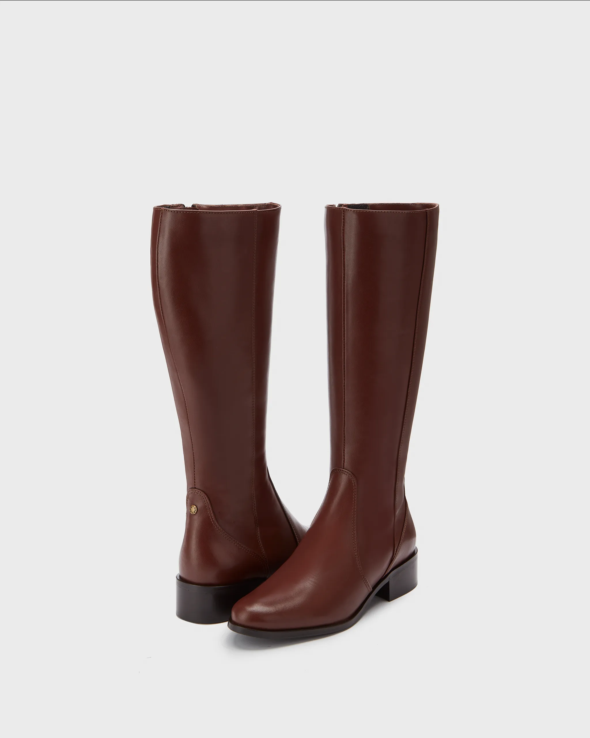 Haltham Petite Knee High Boots in Brown Leather