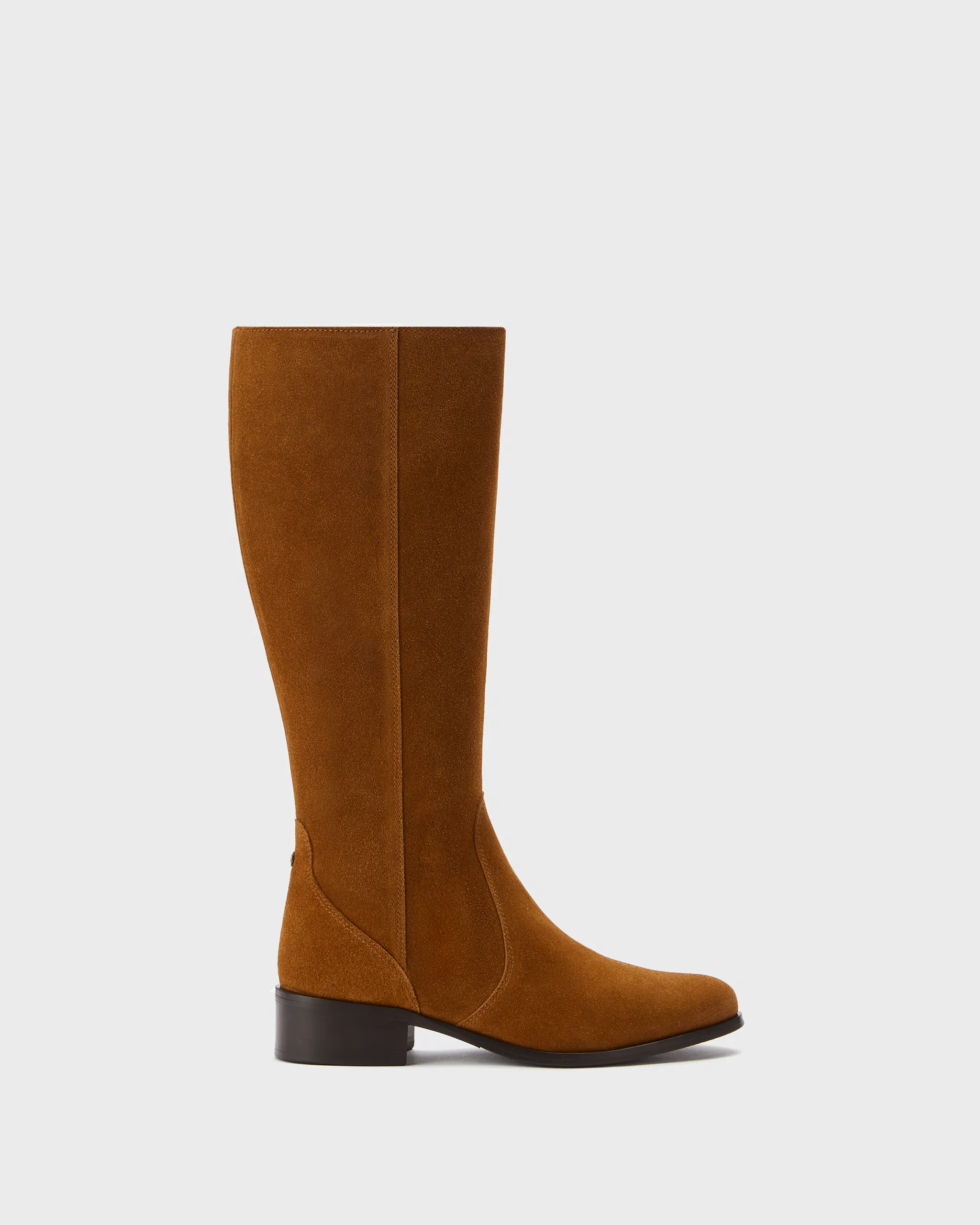 Haltham Petite Knee High Boots in Tan Suede