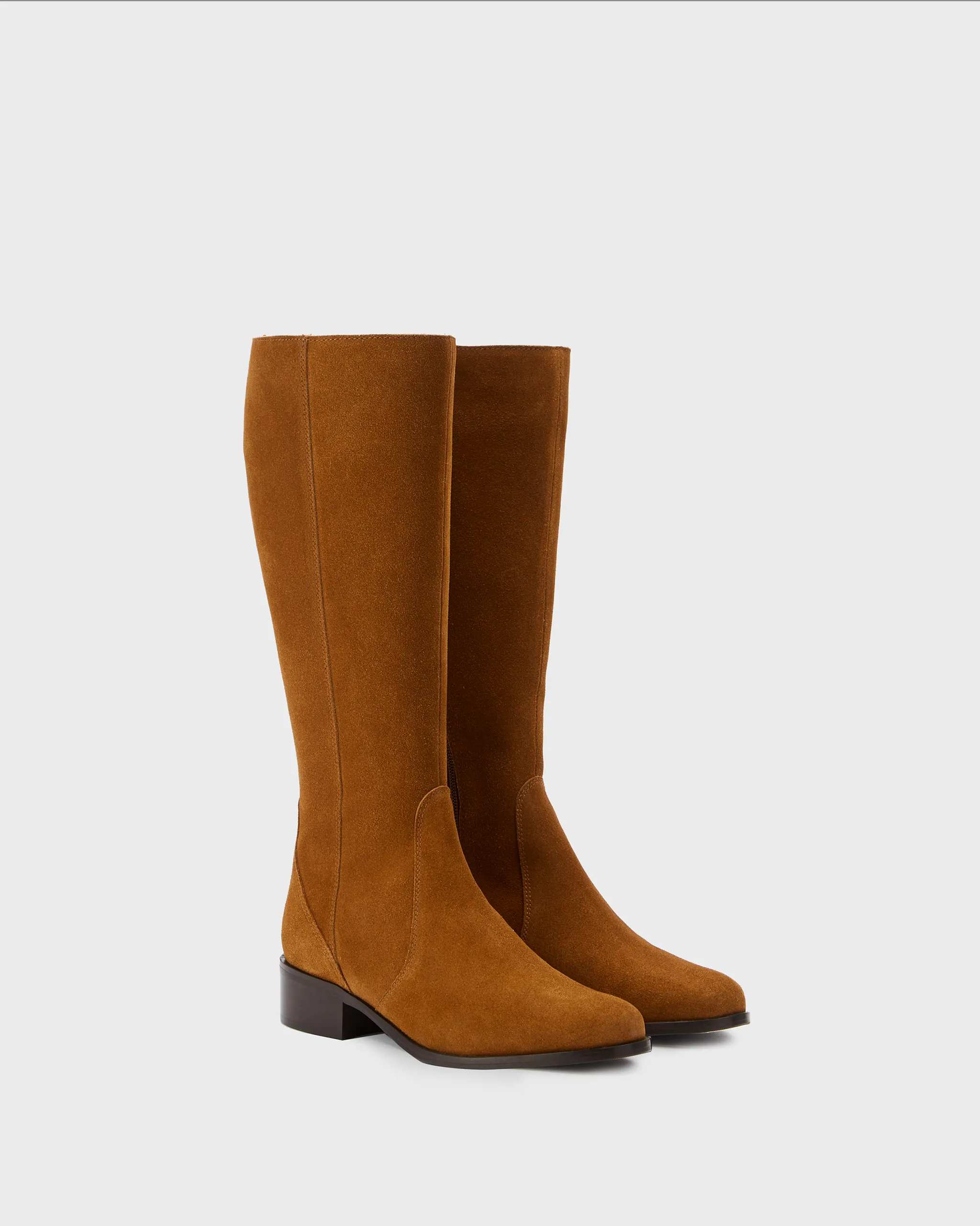 Haltham Petite Knee High Boots in Tan Suede