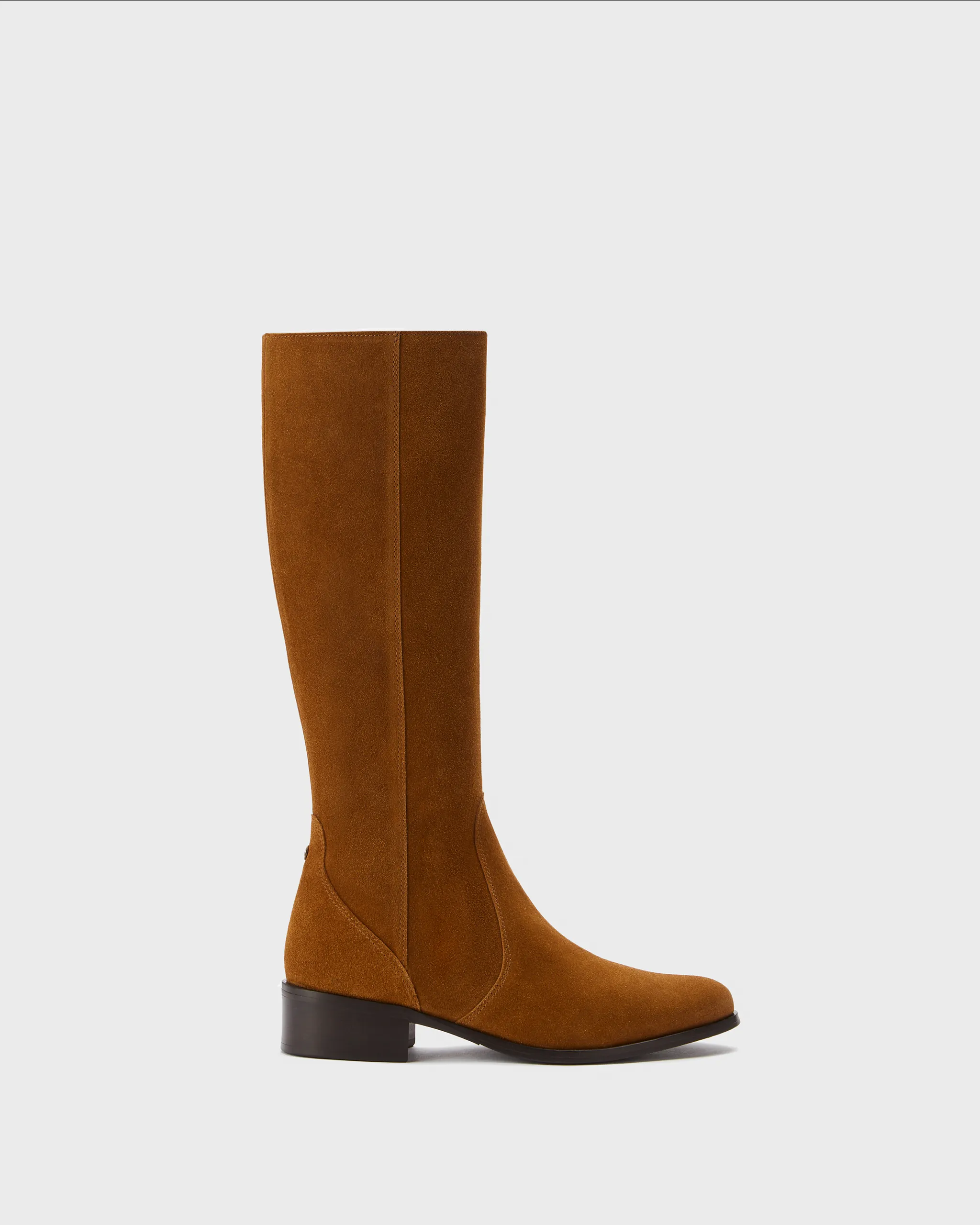 Haltham Petite Knee High Boots in Tan Suede