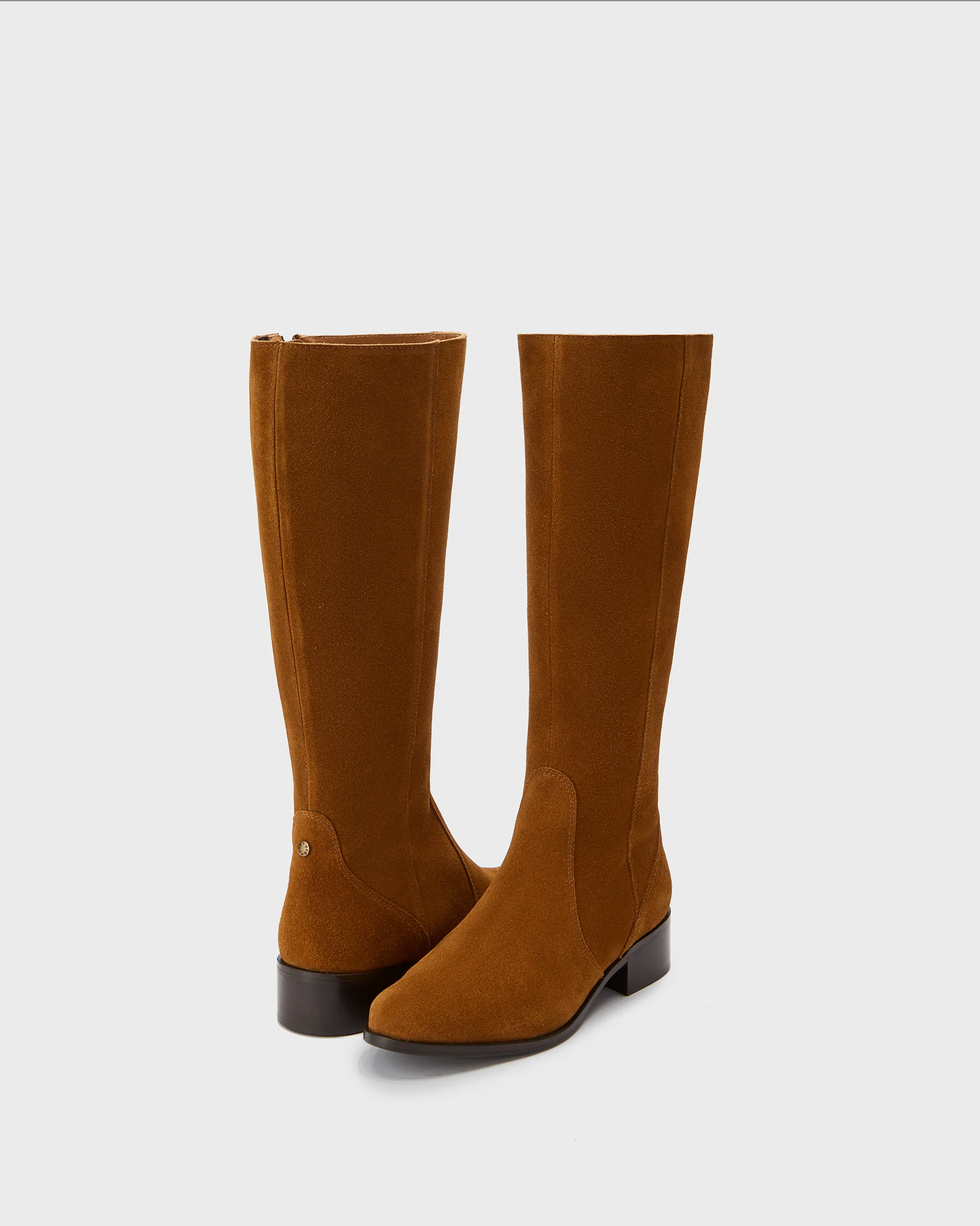 Haltham Petite Knee High Boots in Tan Suede