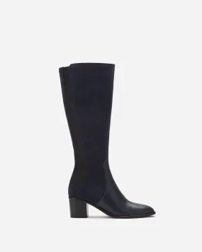 Hestia Knee High Boots in Navy Suede