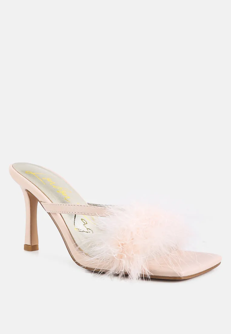 Honeybear Feather Detail Slip-On Sandals By Ruw