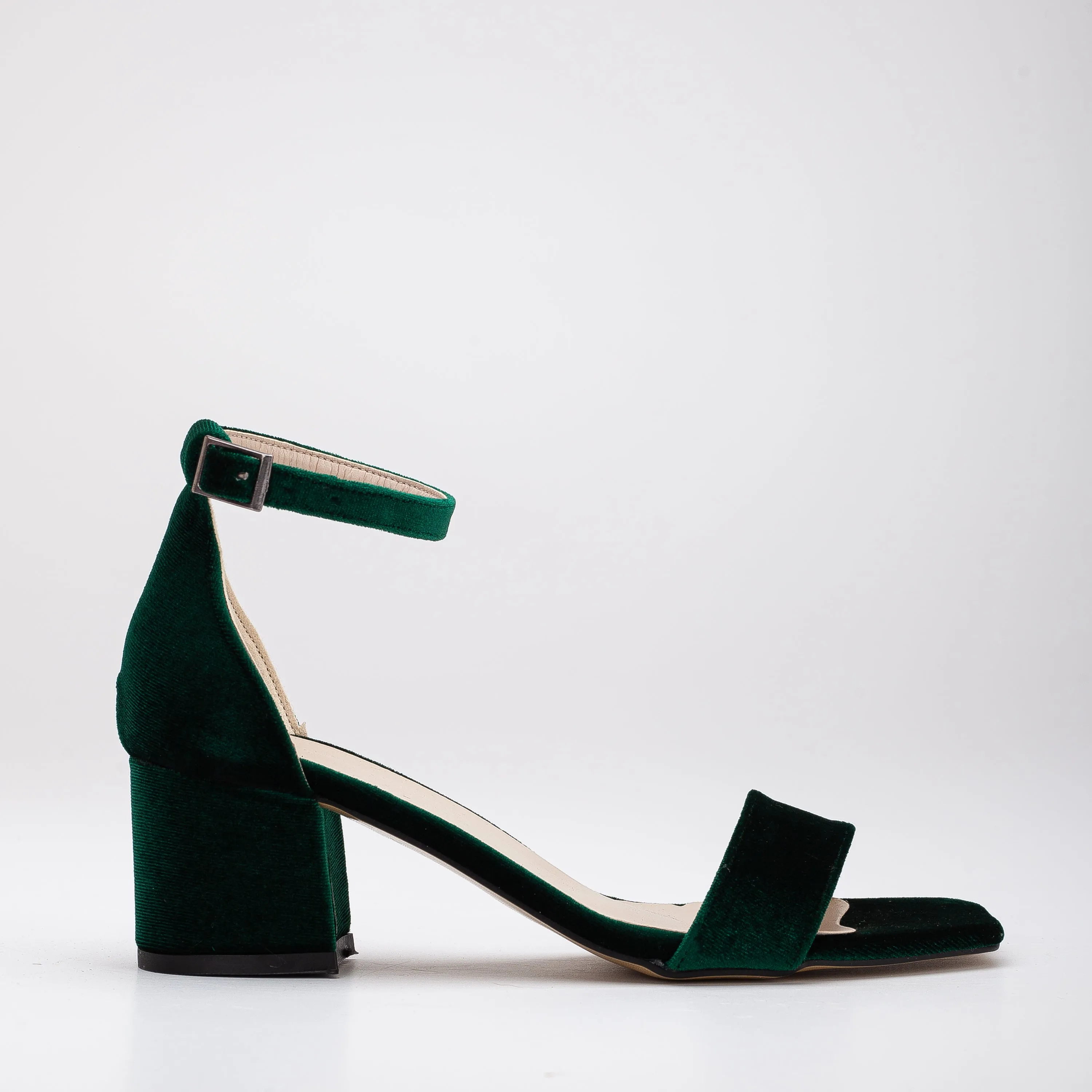 Illy - Green Velvet Sandals with Pearls