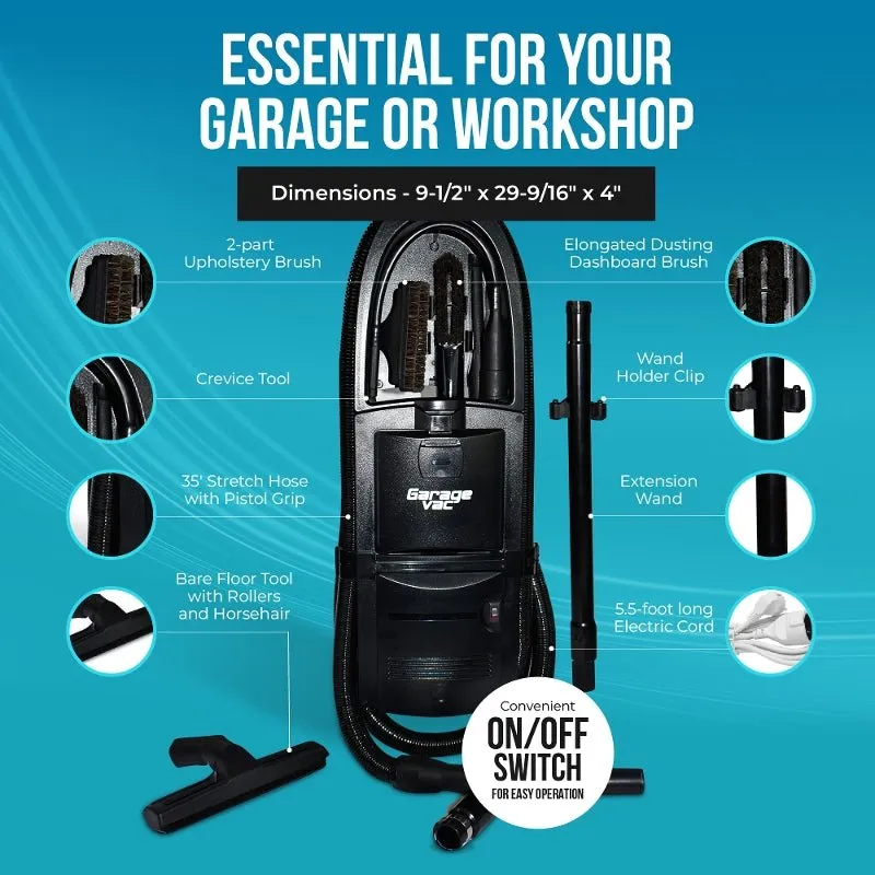 Intervac GarageVac GH120-E Black Wall Mounted Garage Vacuum