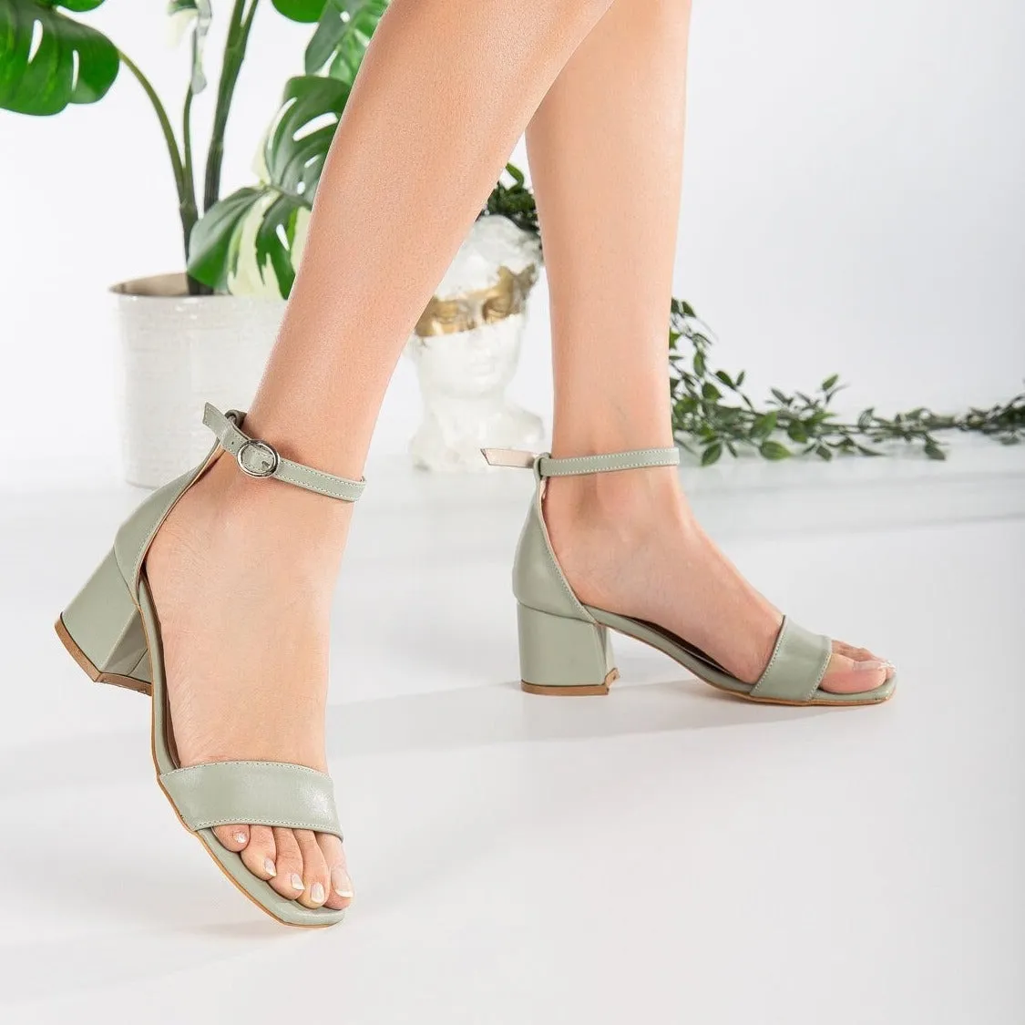 Iva - Sage Green Low Heel