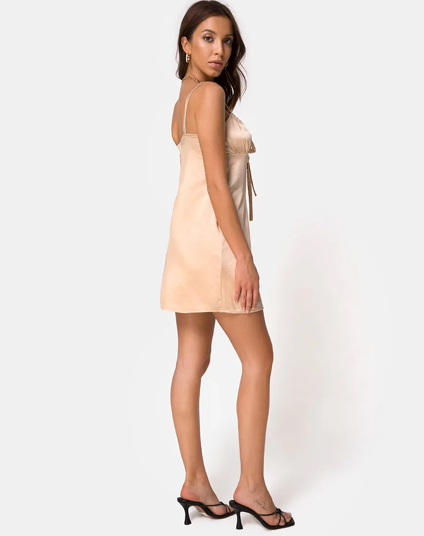 Kamalia Slip Dress in Satin Champagne