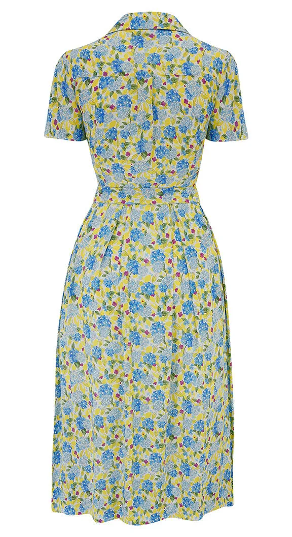 Katherine Shirt Dress in Yellow Hydrangea