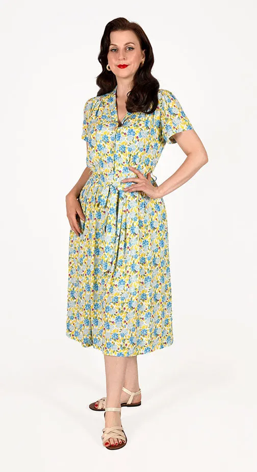 Katherine Shirt Dress in Yellow Hydrangea