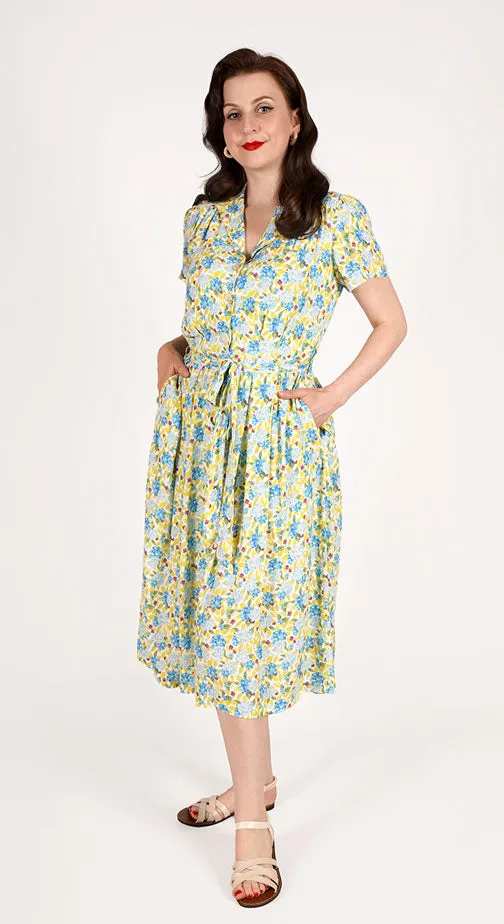 Katherine Shirt Dress in Yellow Hydrangea