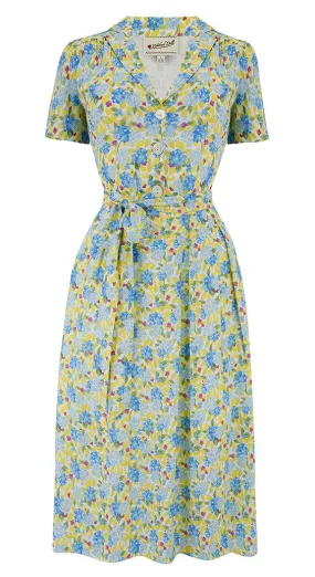 Katherine Shirt Dress in Yellow Hydrangea