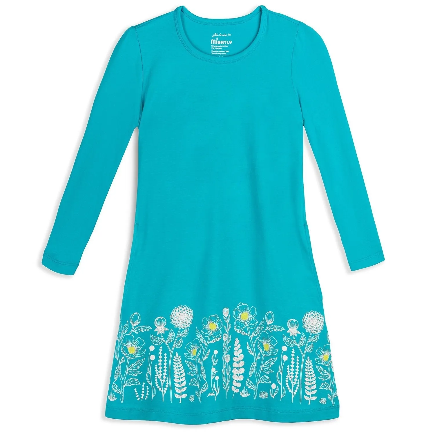 Kids Organic Cotton Long Sleeve T-Shirt Dress Floral