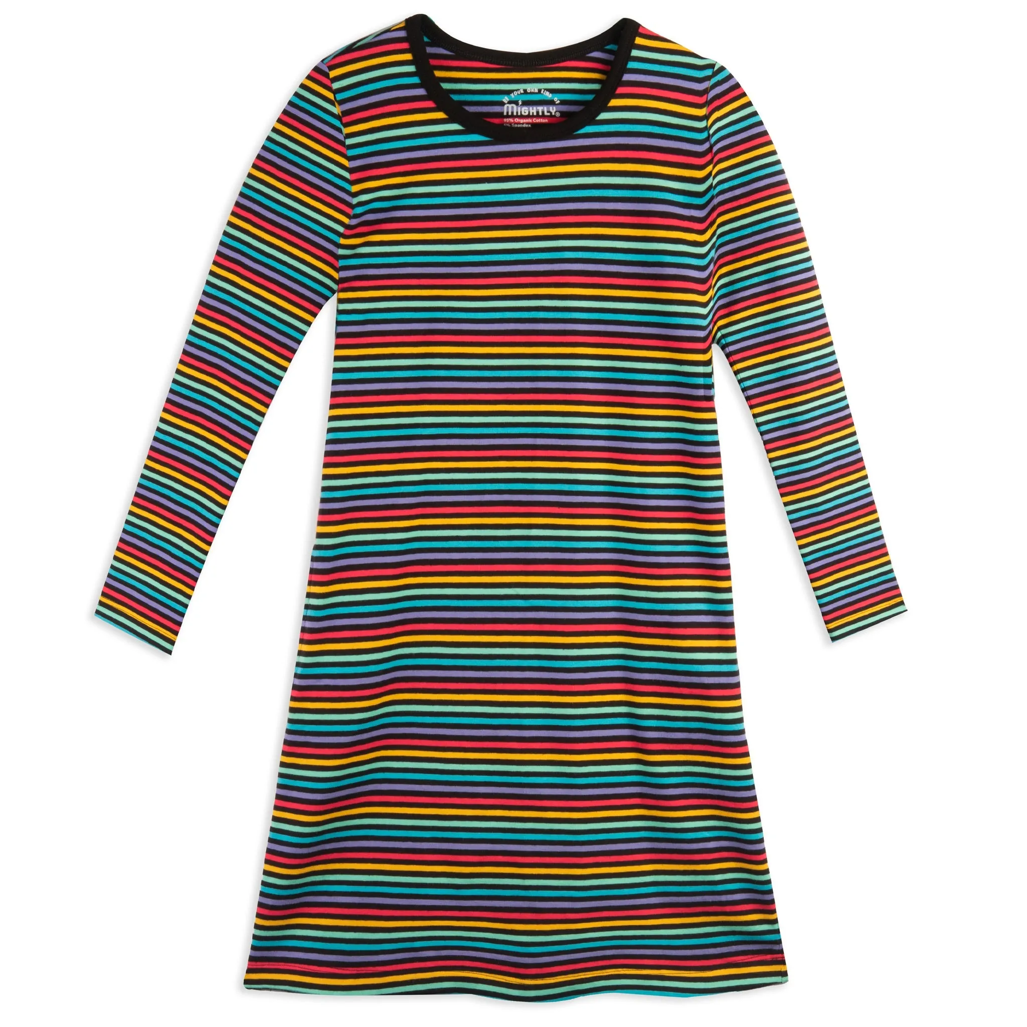 Kids Organic Cotton Long Sleeve T-Shirt Dress Jewel Stripe