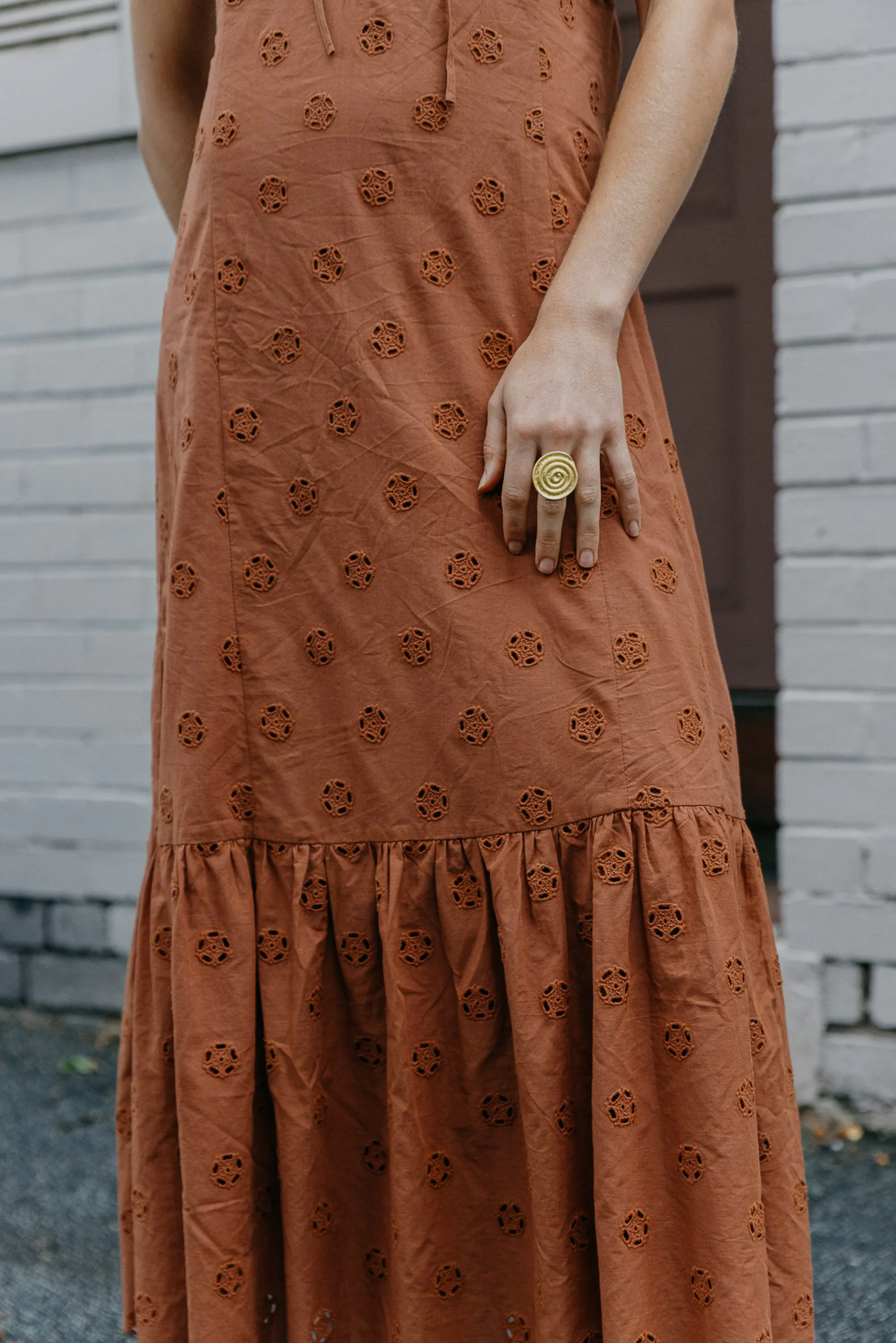 Maple - Brown Embroidered Maxi Dress