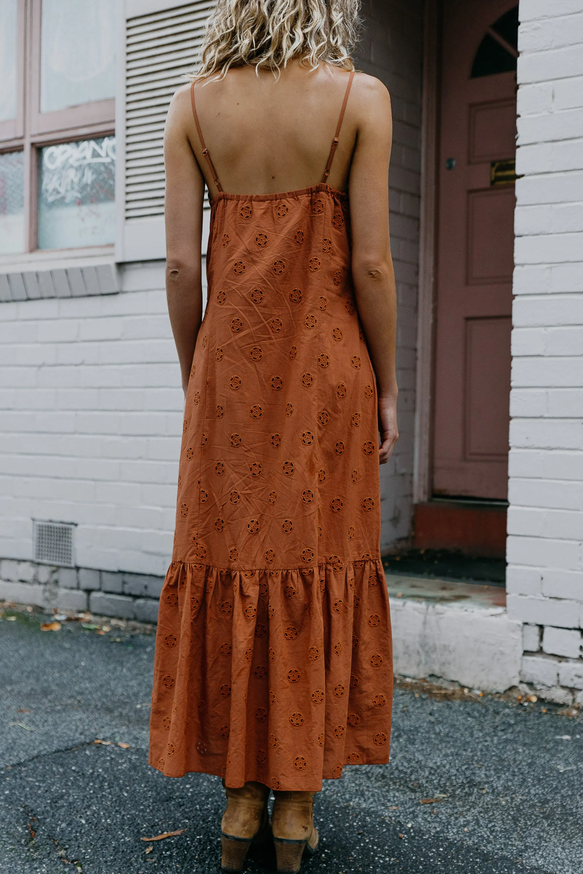 Maple - Brown Embroidered Maxi Dress