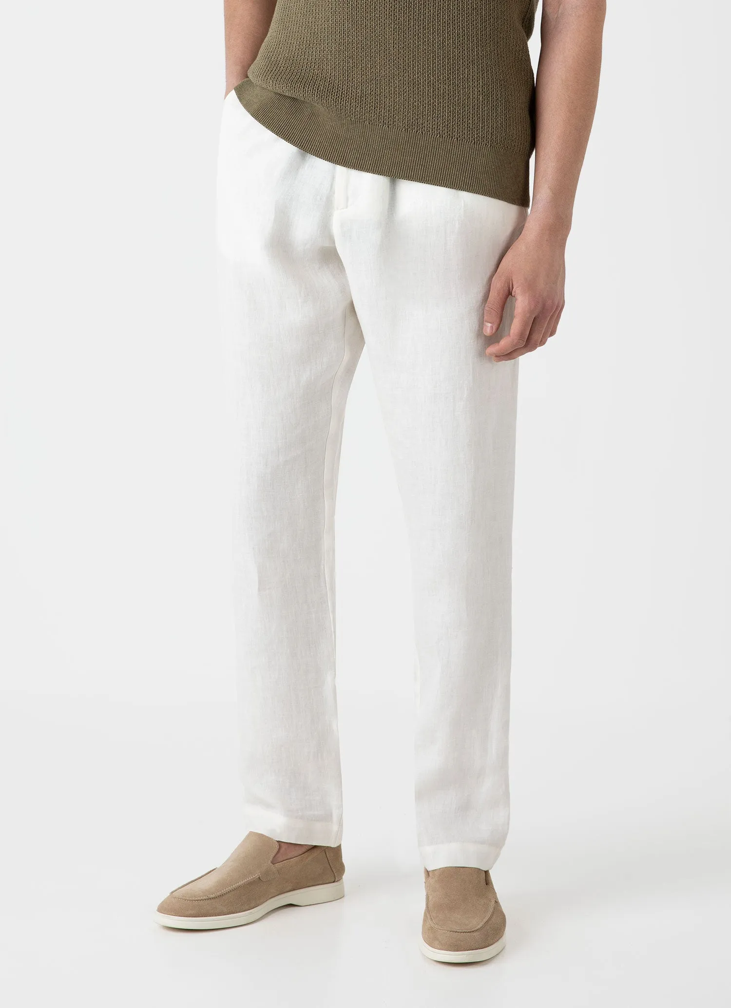 Men's Linen Drawstring Trouser in White