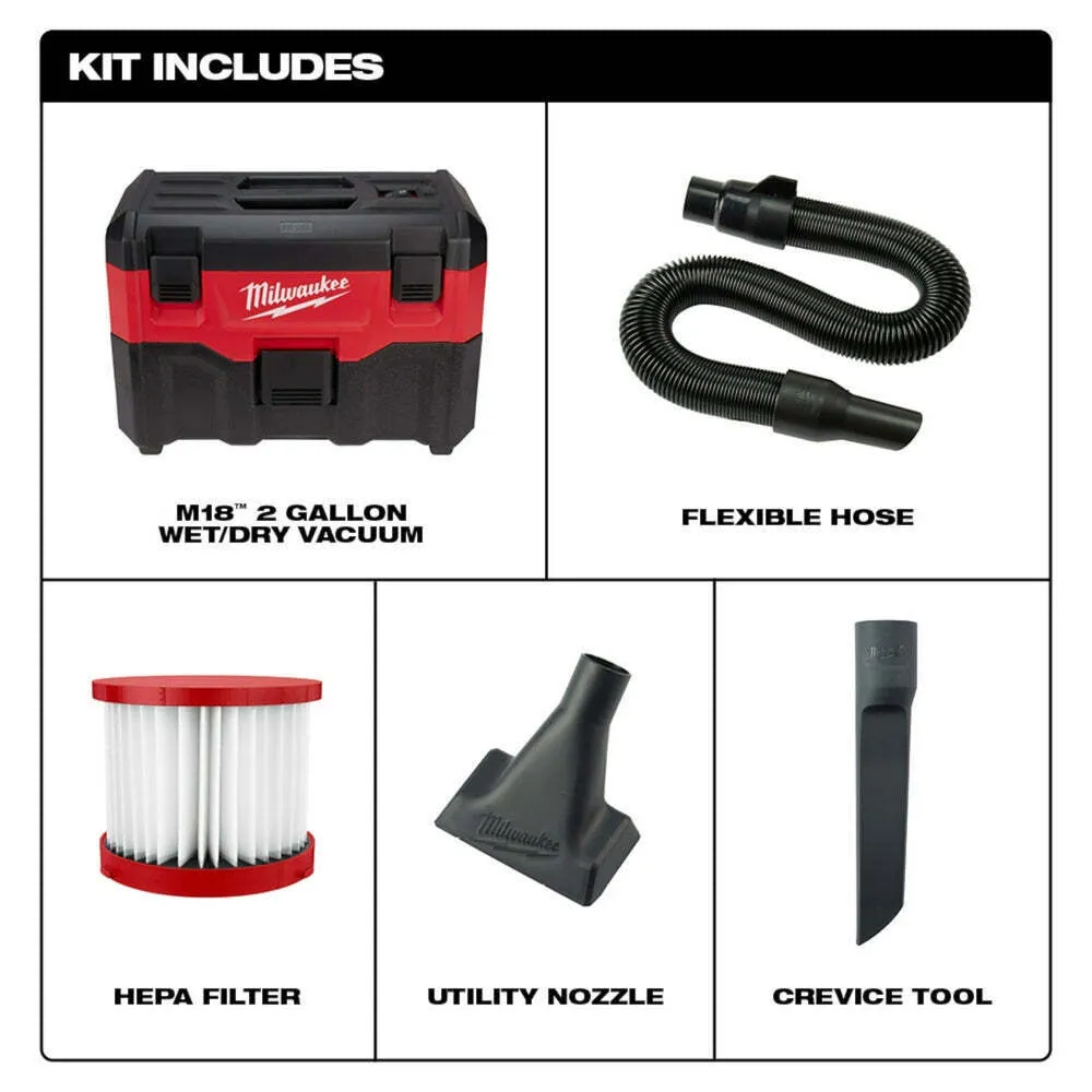 Milwaukee 0880-20 2-Gallon Wet/Dry Vacuum Kit