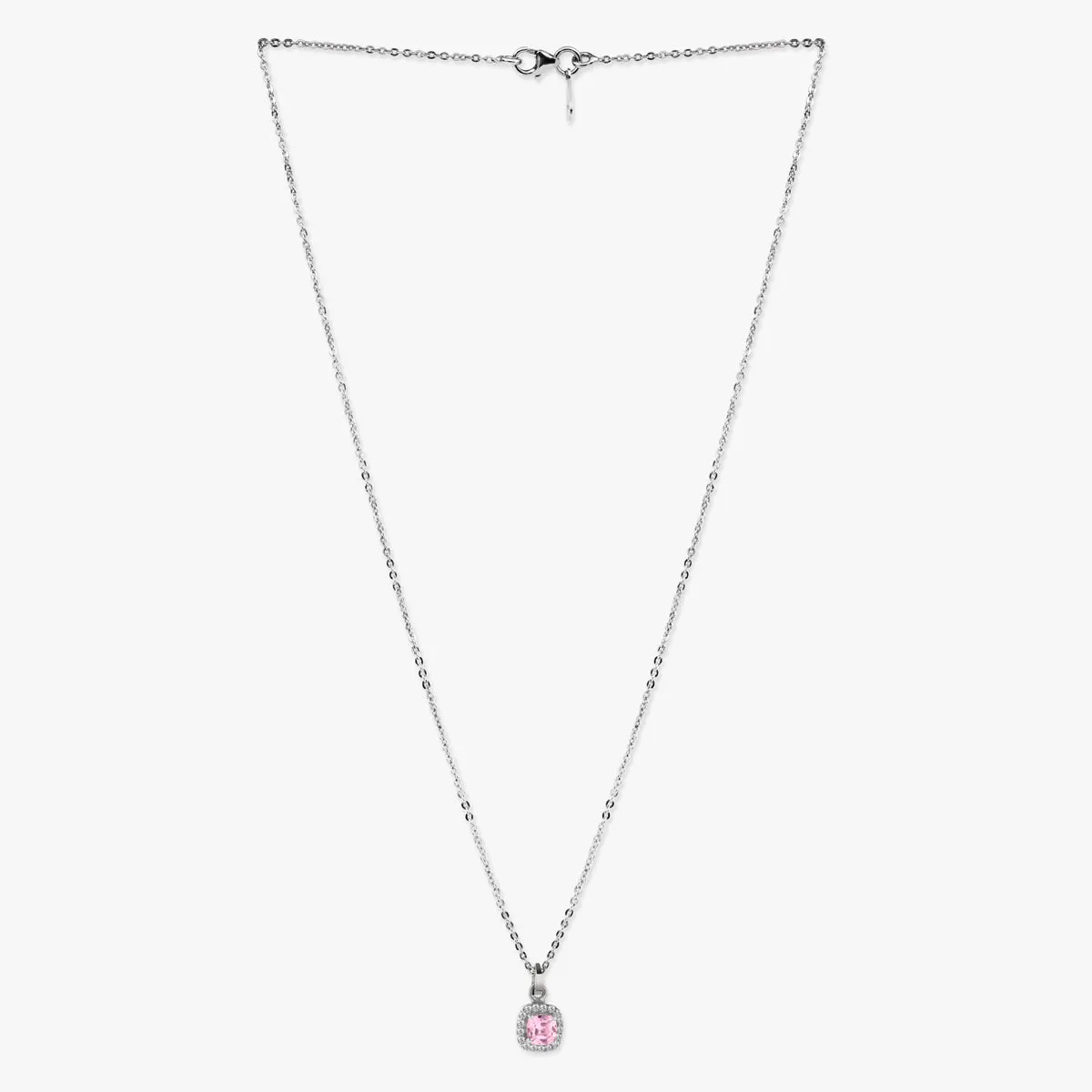 Minimal Silver Pink Tourmaline Necklace