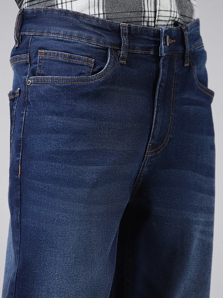 Nuon Dark Blue Straight - Fit Mid - Rise Jeans