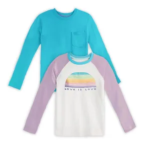 Organic Cotton Girl Shirts - Long Sleeve Tee 2 Pack