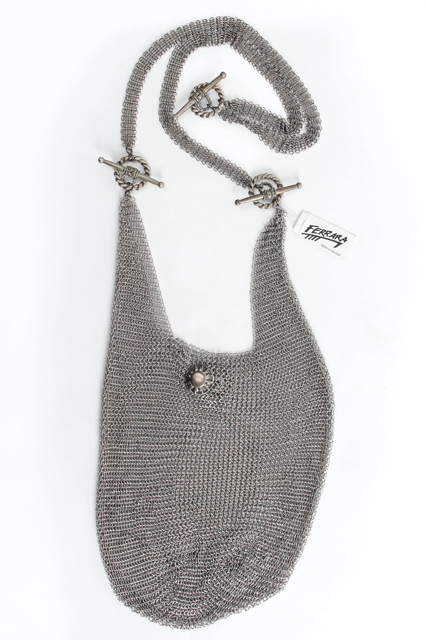 Pewter Ring Mesh Slouch Sling Bag