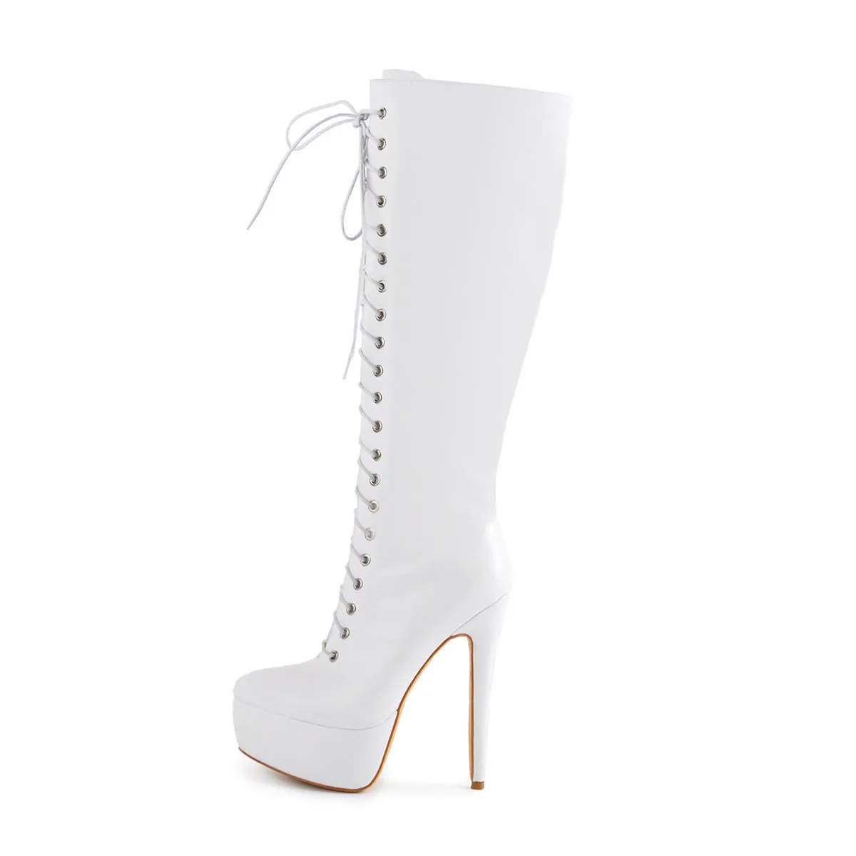 Platform Lace-Up Knee High Boot