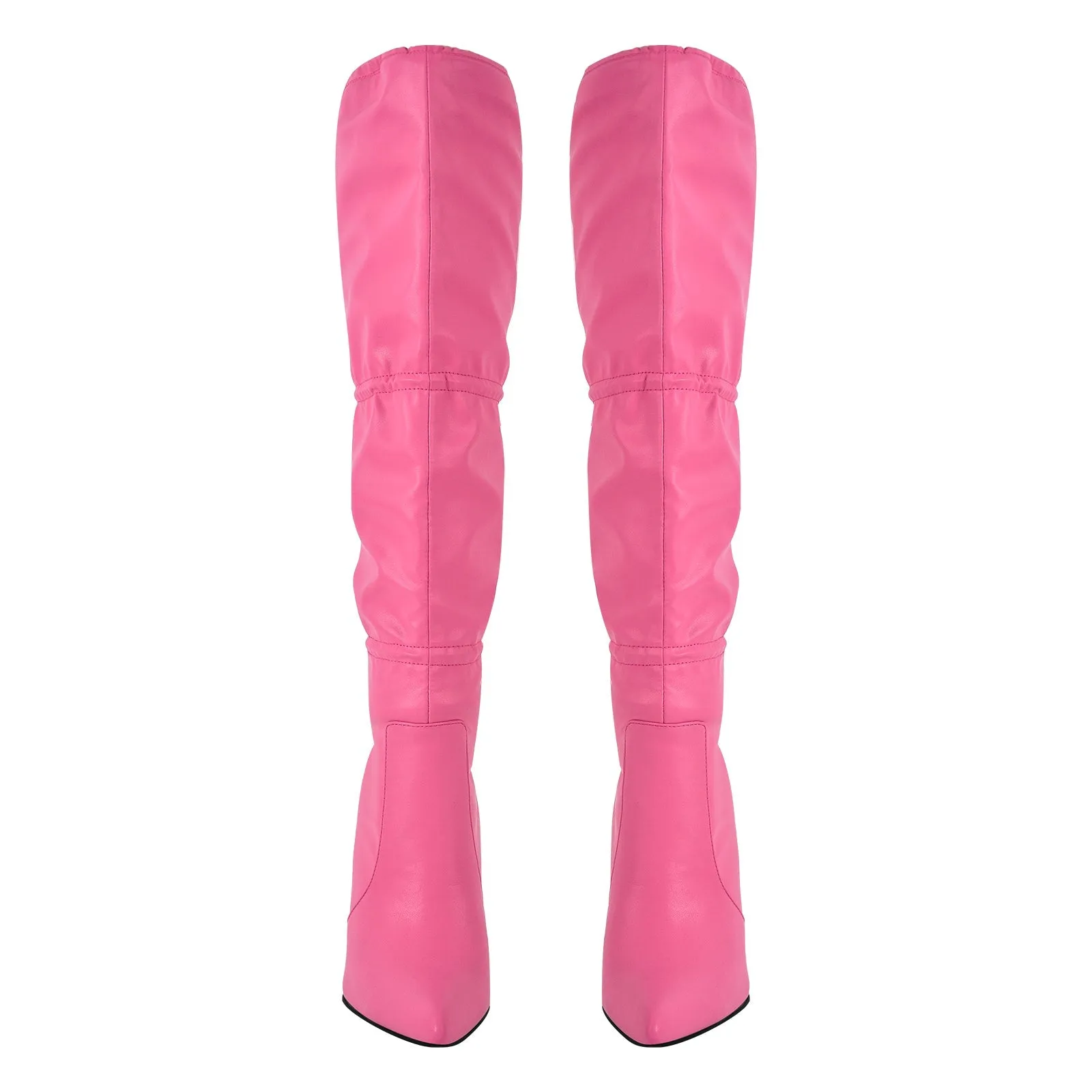 Pointed Toe Lace-up Stiletto Knee High Boots