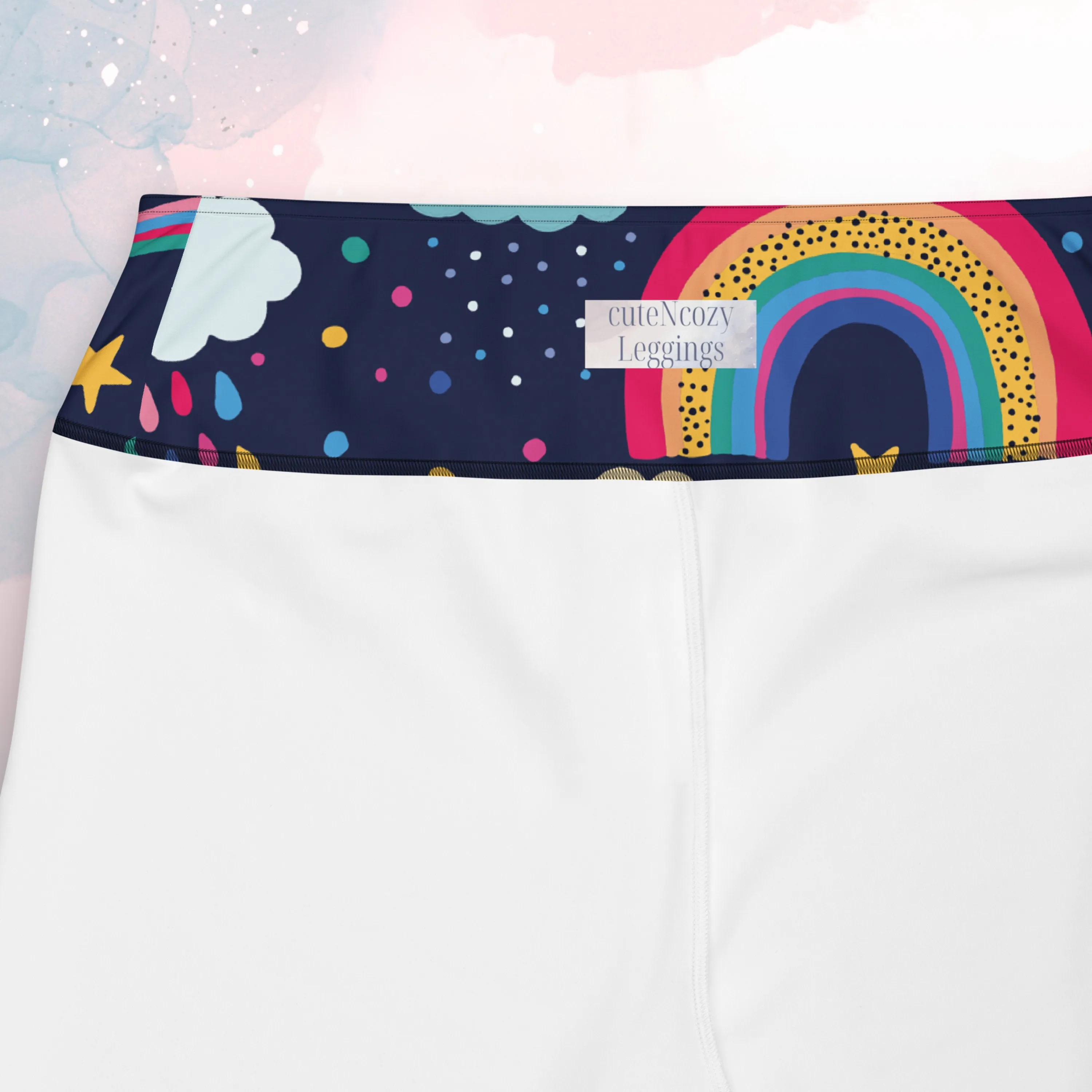 Rainbows and Rain Clouds Weather Themed Womens Light Weight Plus Size Leggings